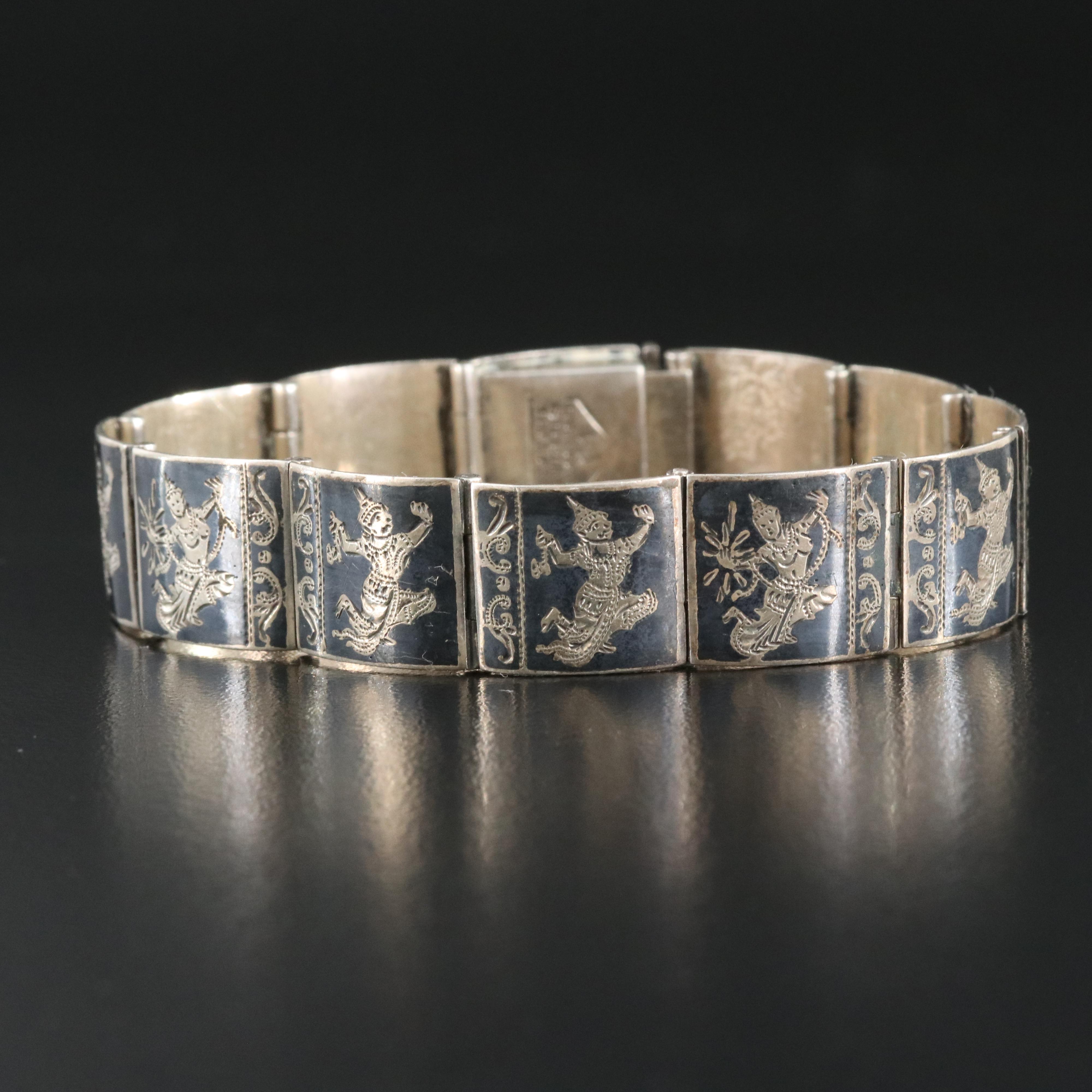 Sterling Thai Dancer Panel Bracelet