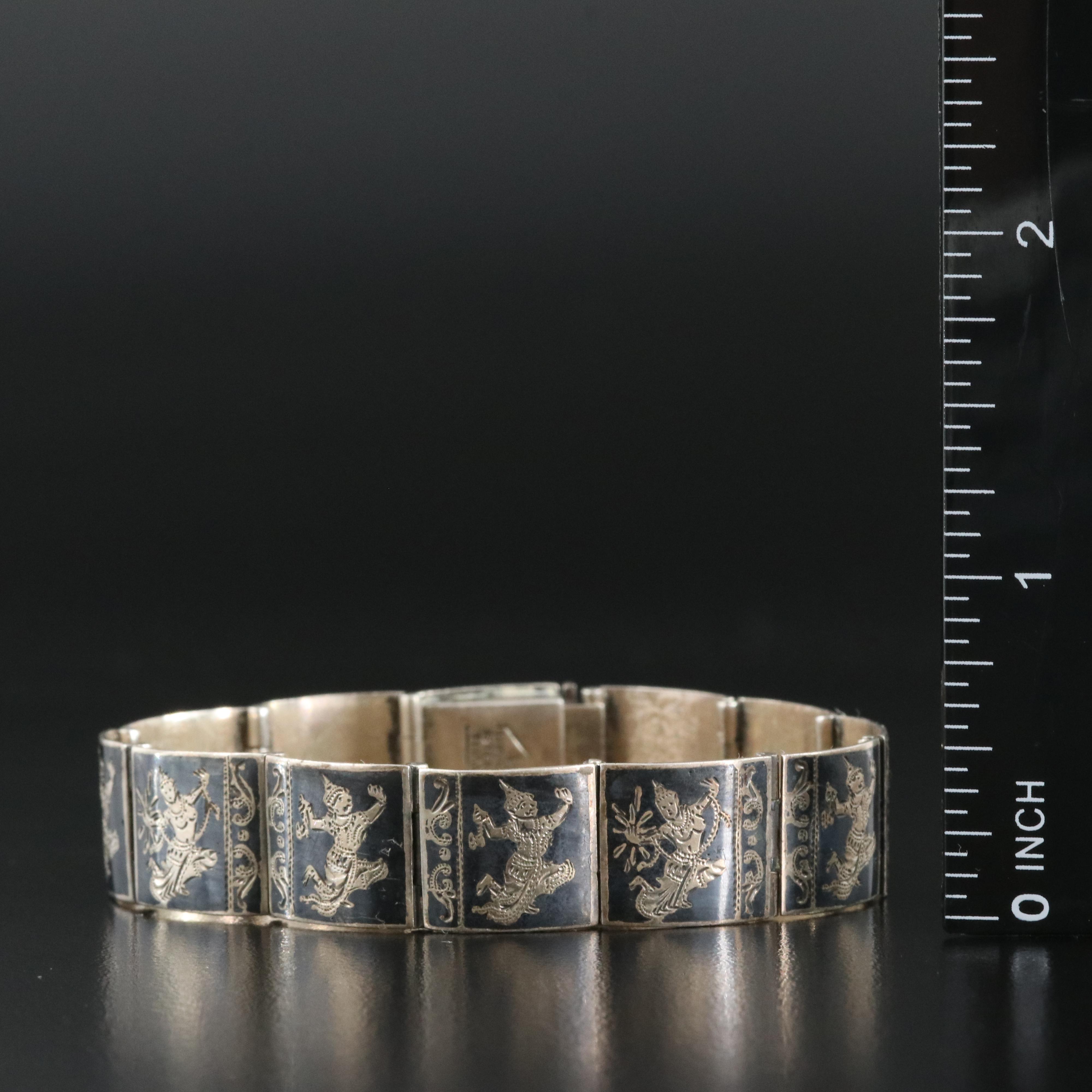 Sterling Thai Dancer Panel Bracelet