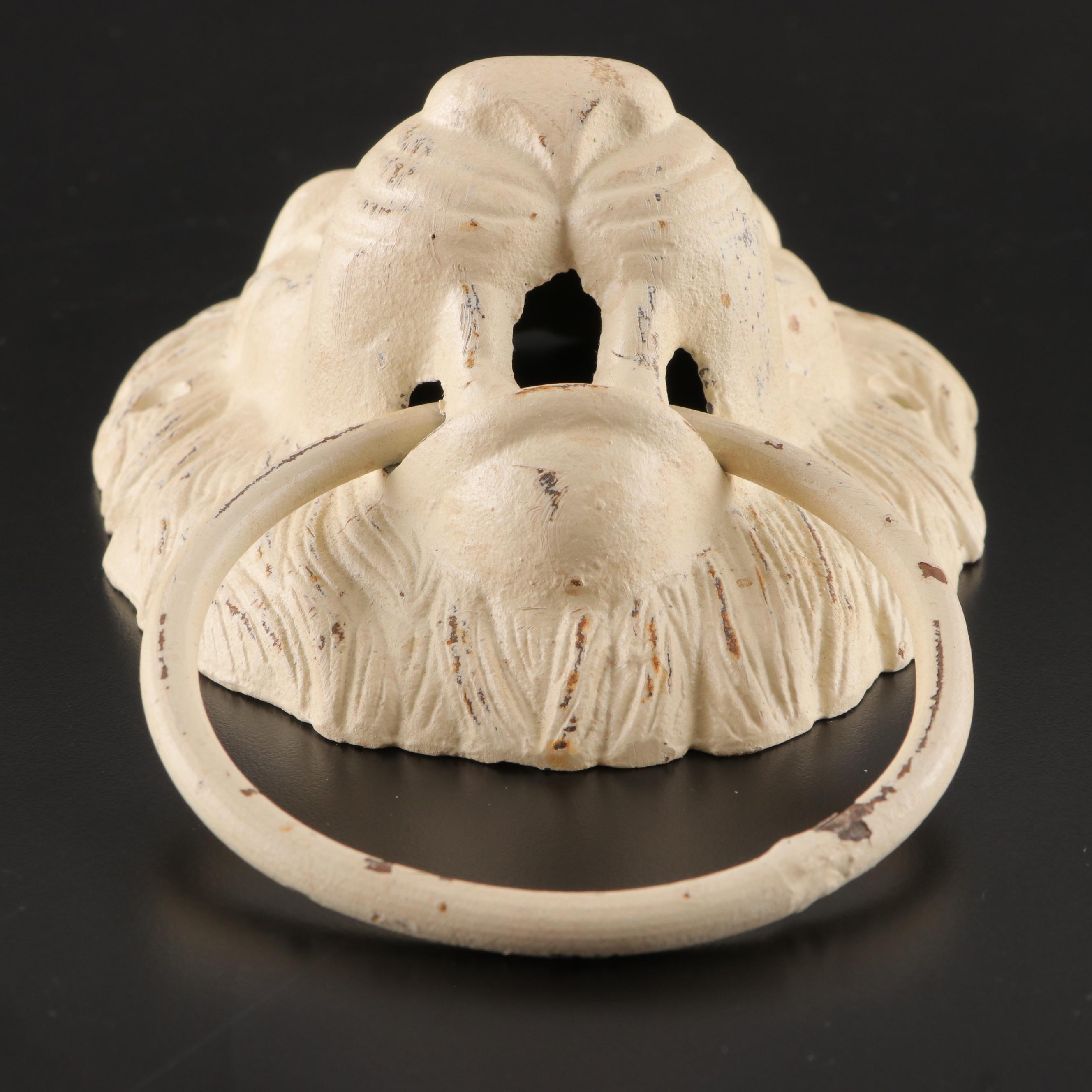 White-Painted Cast Iron Lion's Head Door Knocker