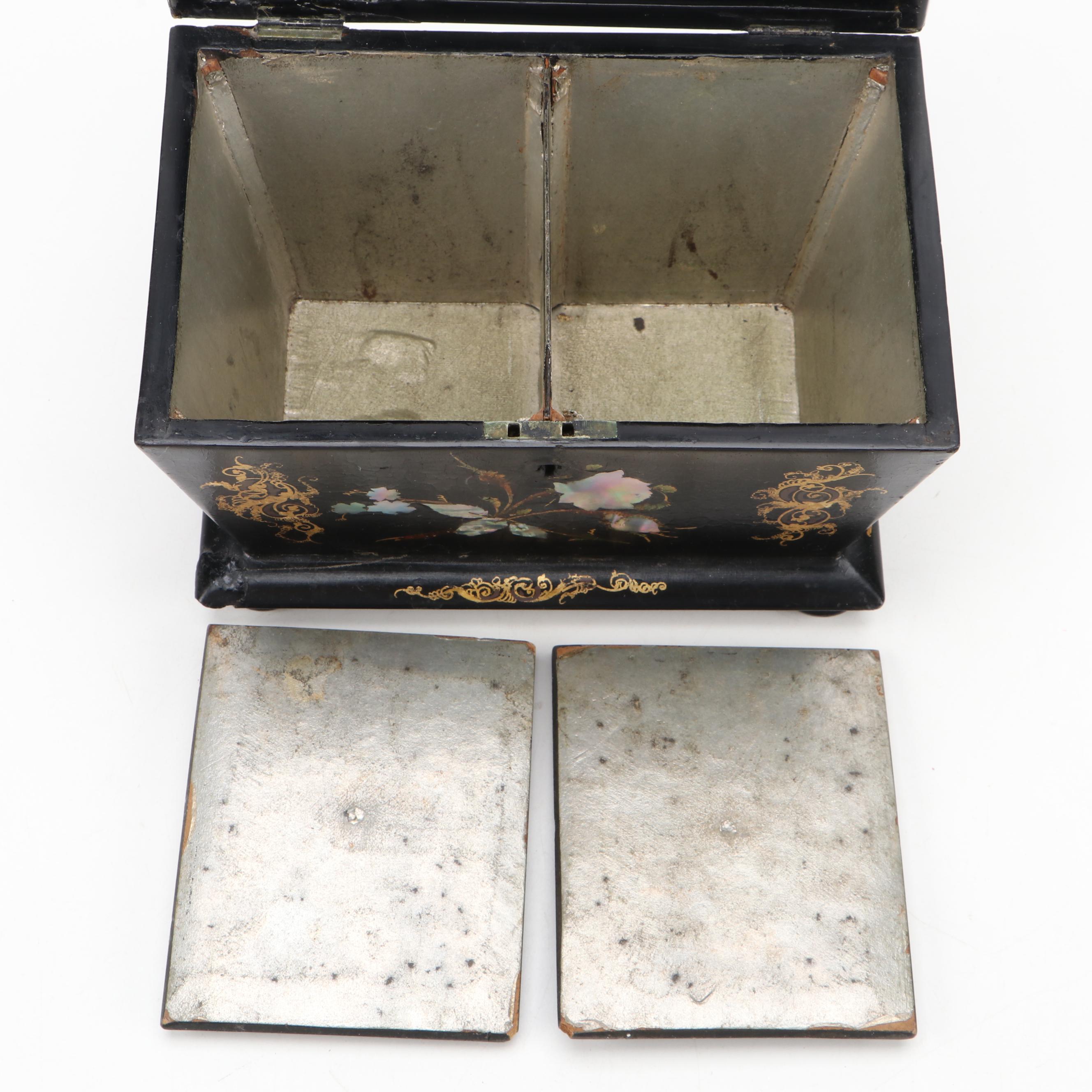 Victorian Papier-mâché And Shell-Decorated Tea Caddy