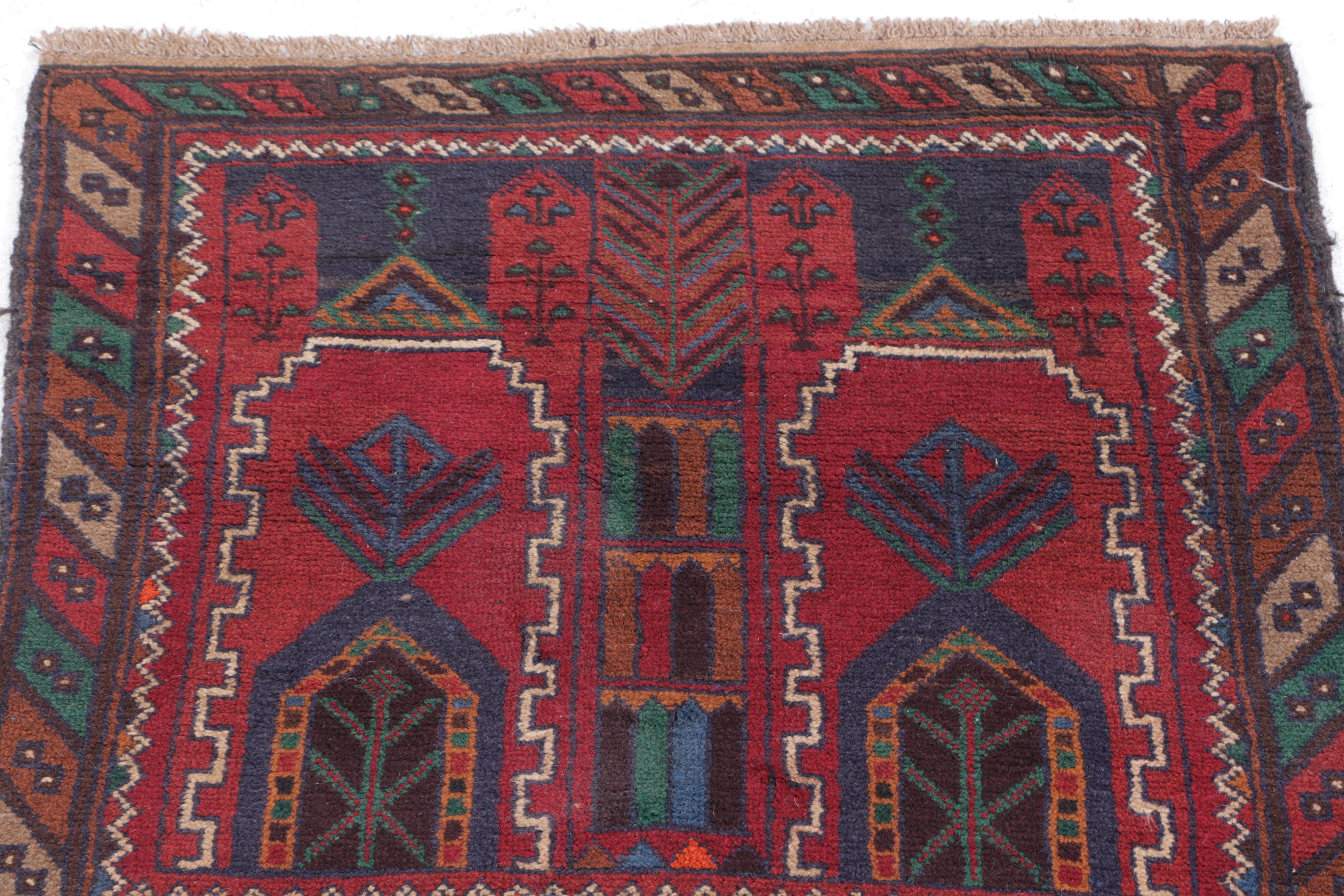 2'9 x 4'6 Hand-Knotted Afghan Baluch Accent Rug