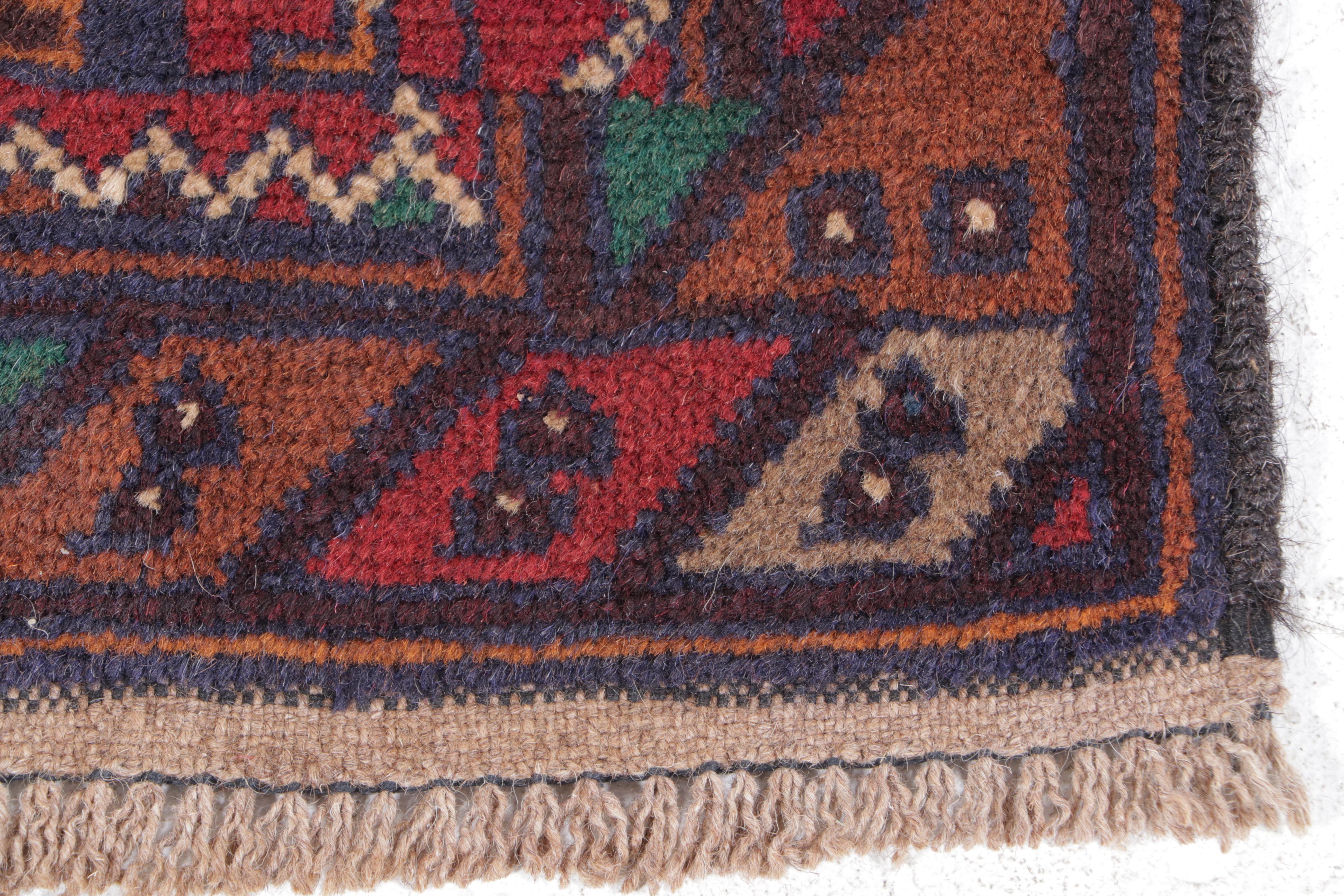 2'9 x 4'6 Hand-Knotted Afghan Baluch Accent Rug