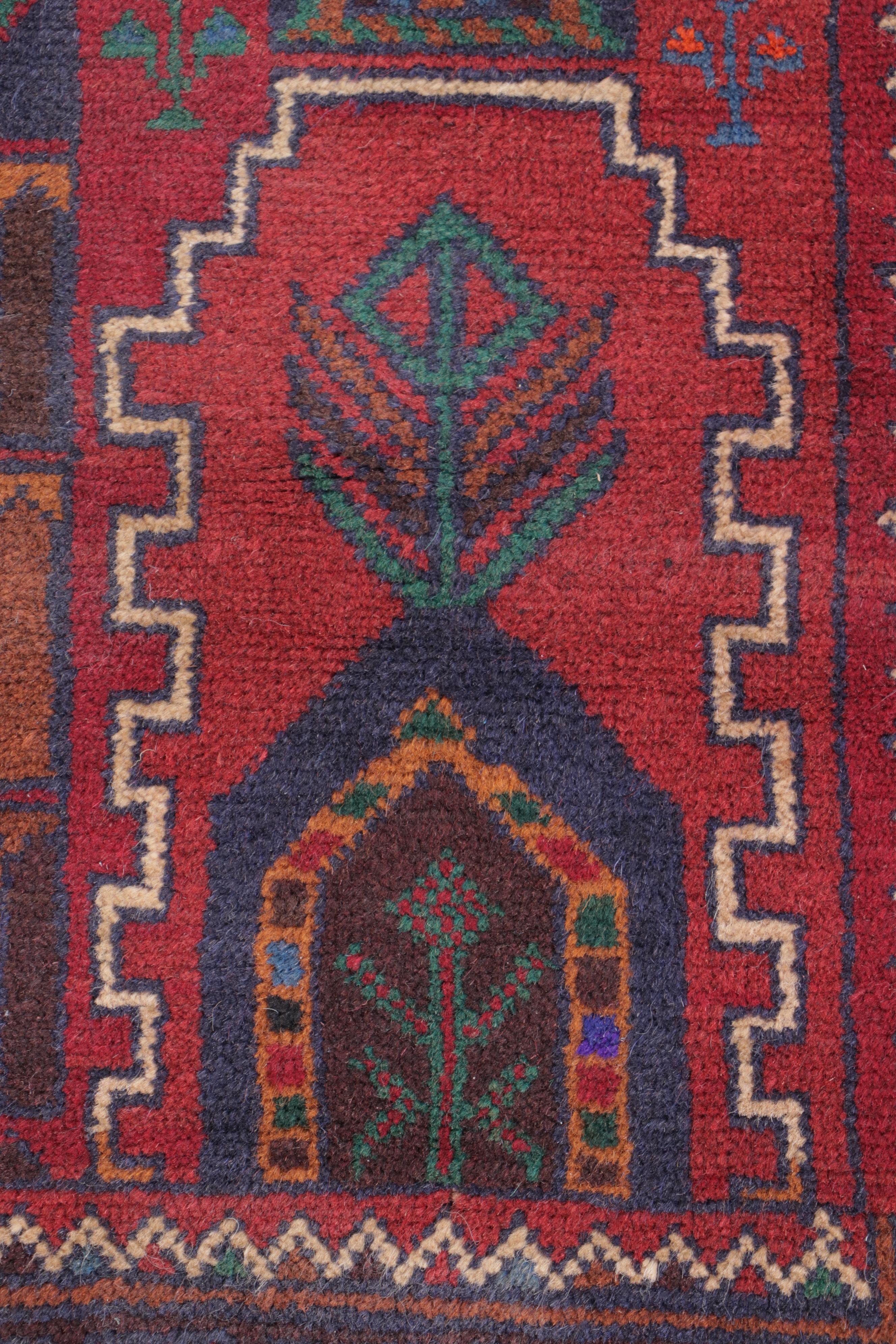 2'9 x 4'6 Hand-Knotted Afghan Baluch Accent Rug