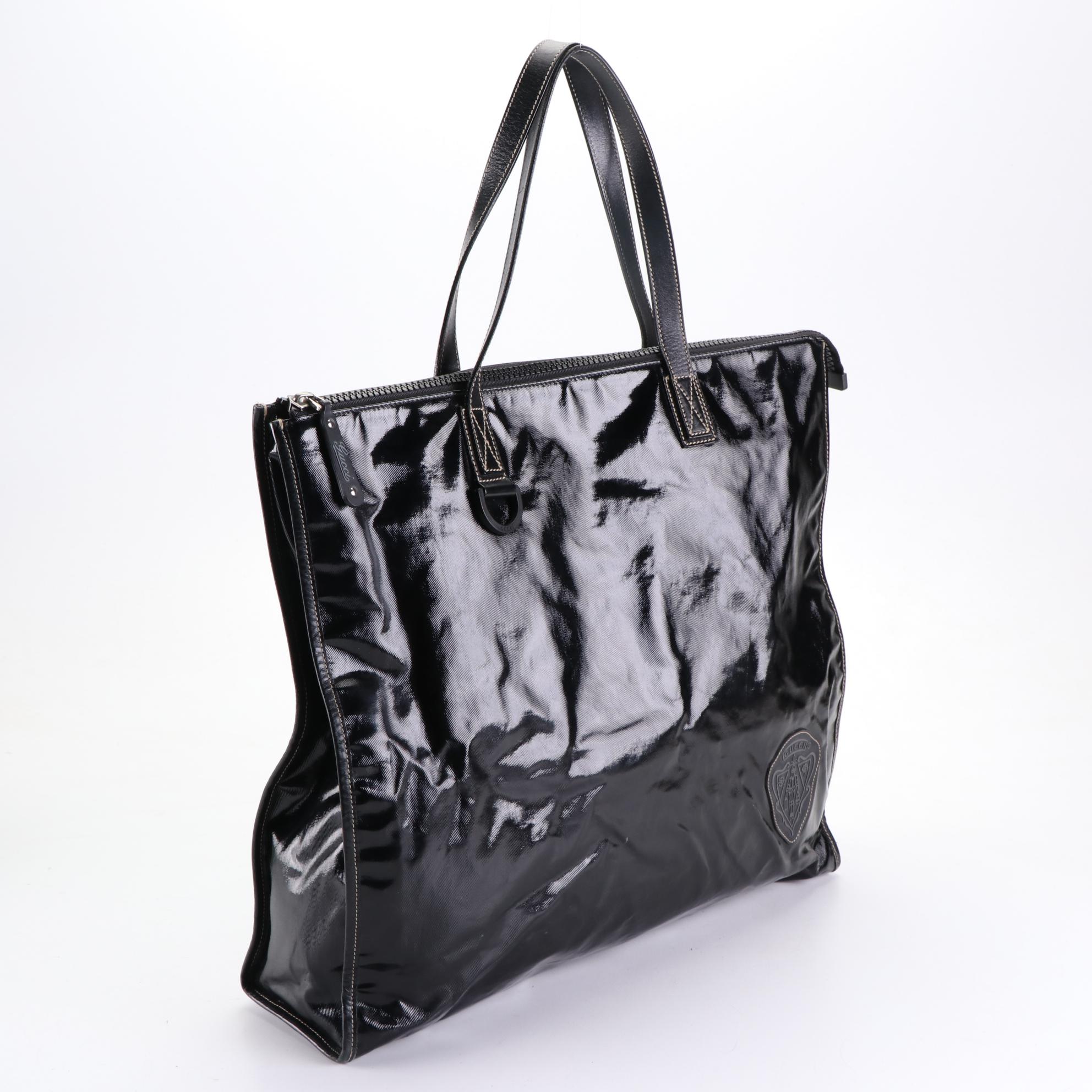 Gucci Hysteria Zip Top Tote in High Shine and Leather