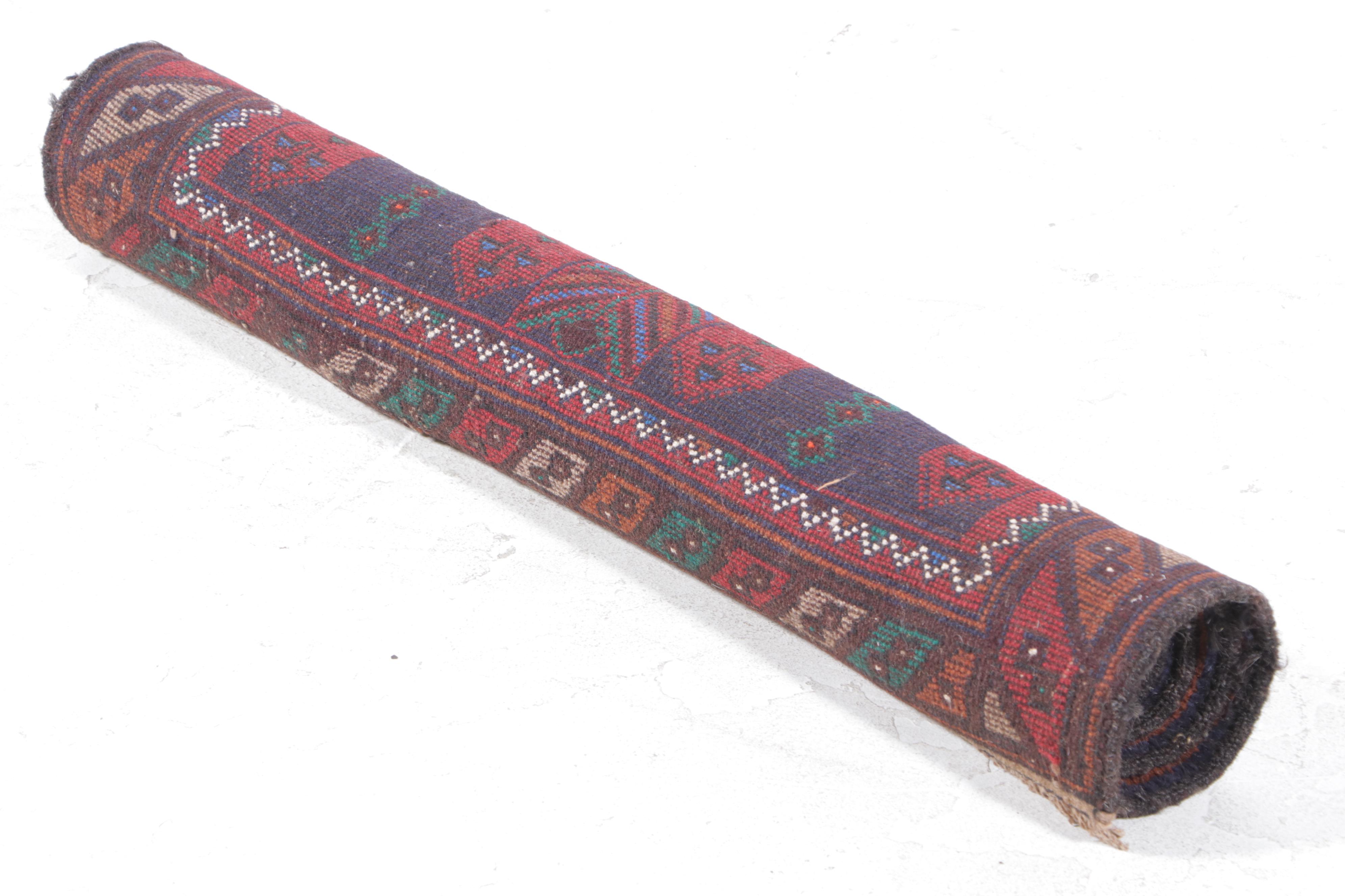 2'9 x 4'6 Hand-Knotted Afghan Baluch Accent Rug