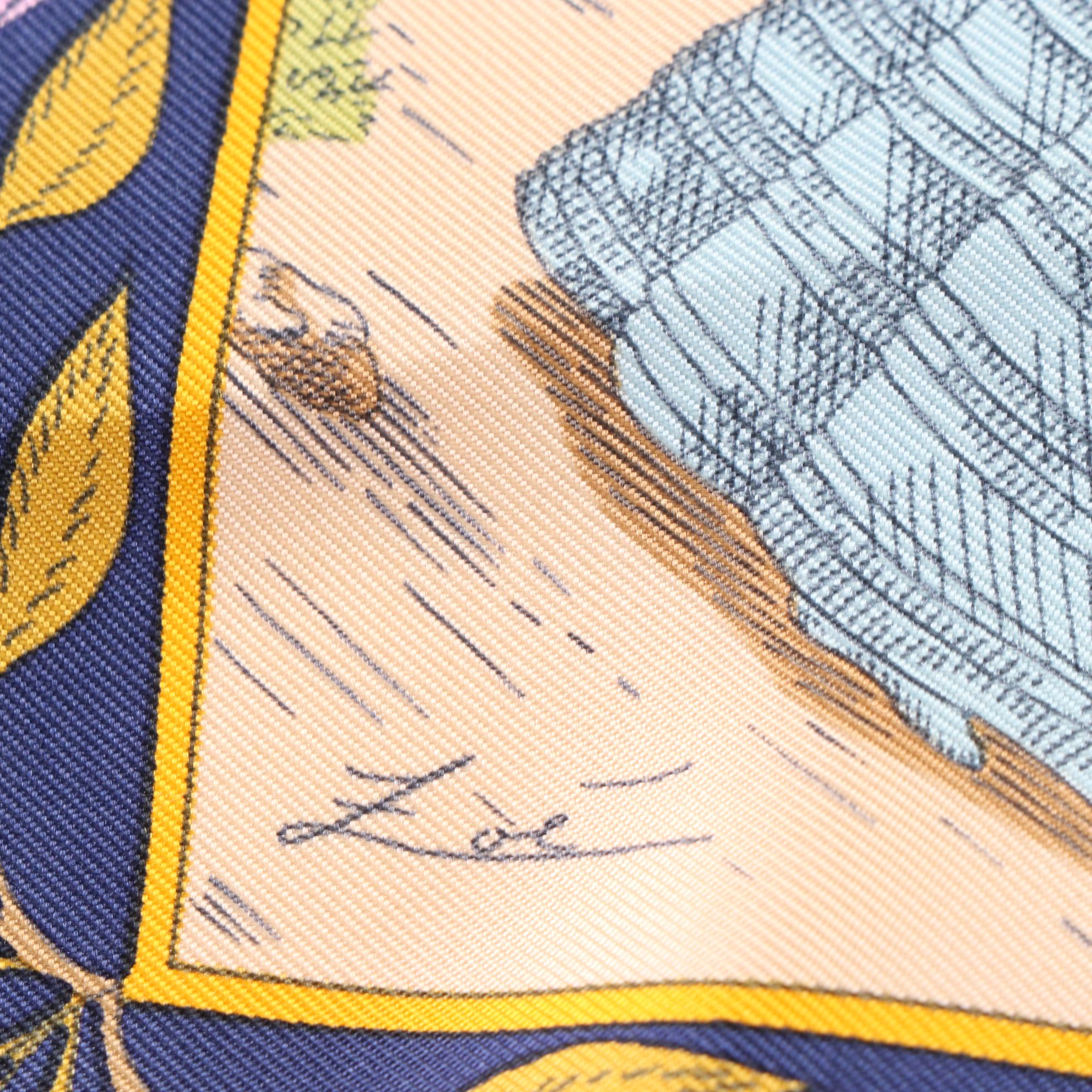 Hermès "Coiffes Normandes" Scarf 90 in Silk Twill