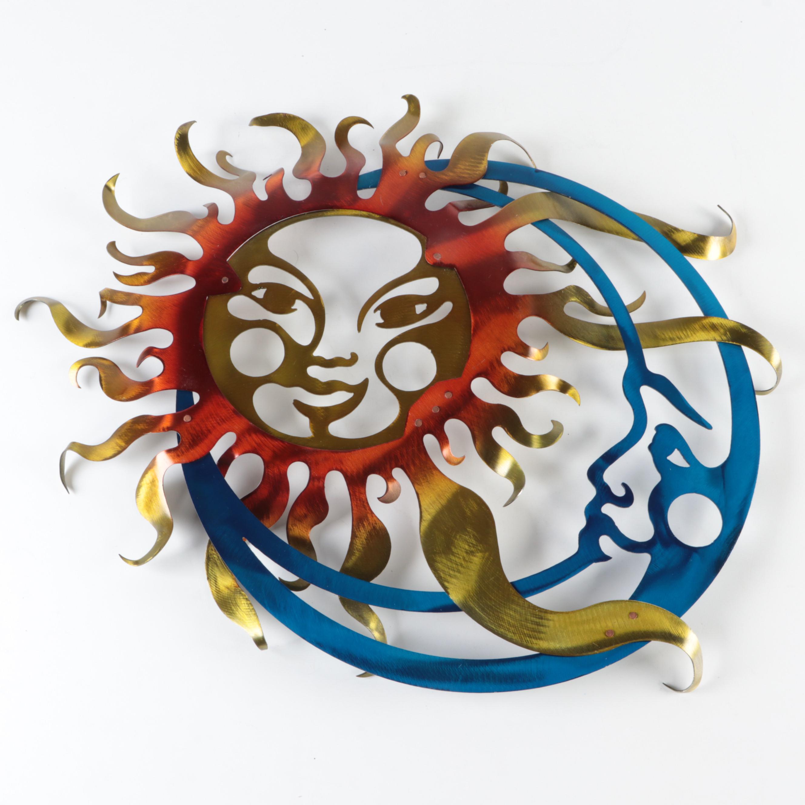 Laser Cut Metal Sun and Moon Wall Hanging