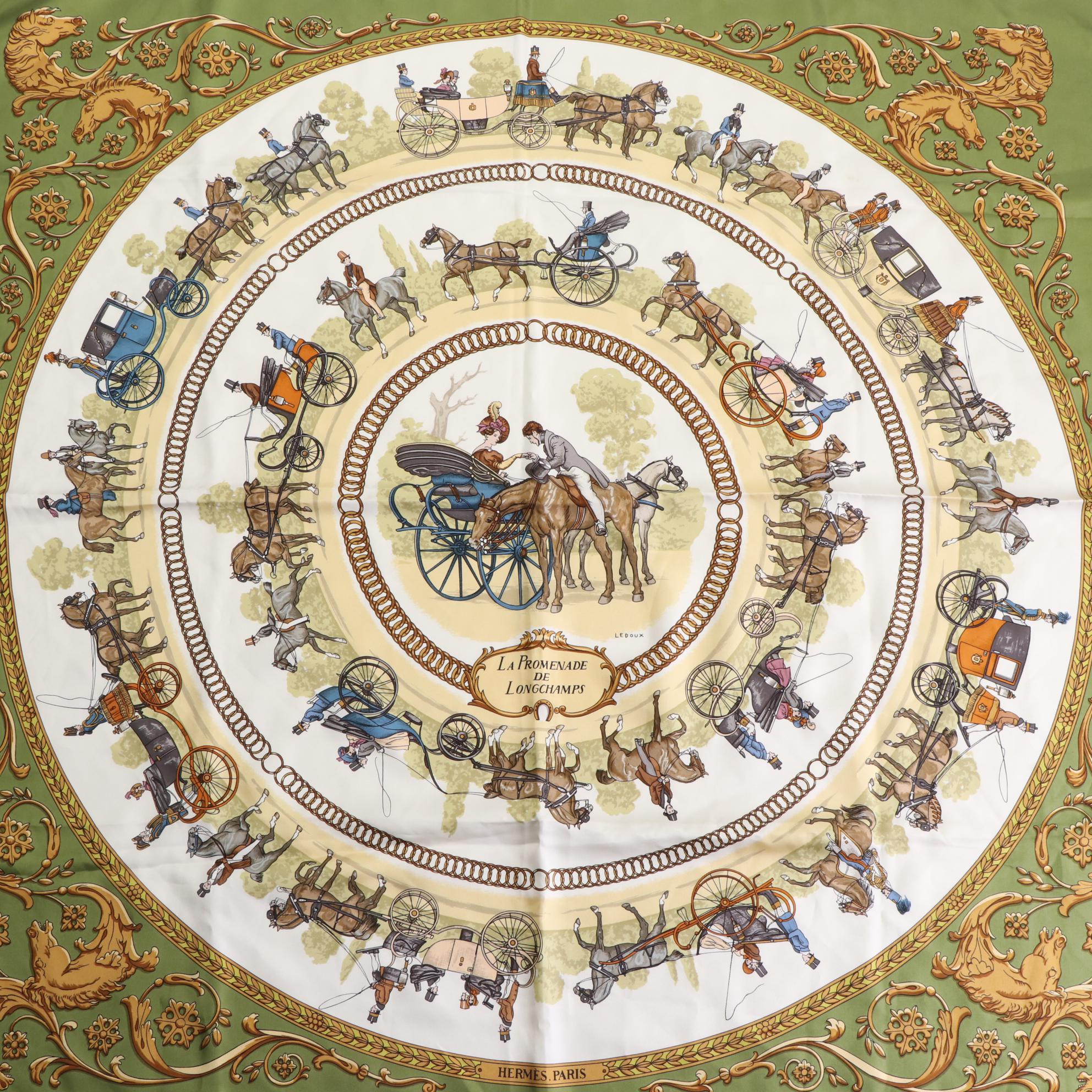 Hermès "La Promenade de Longchamps" Scarf 90 in Silk Twill