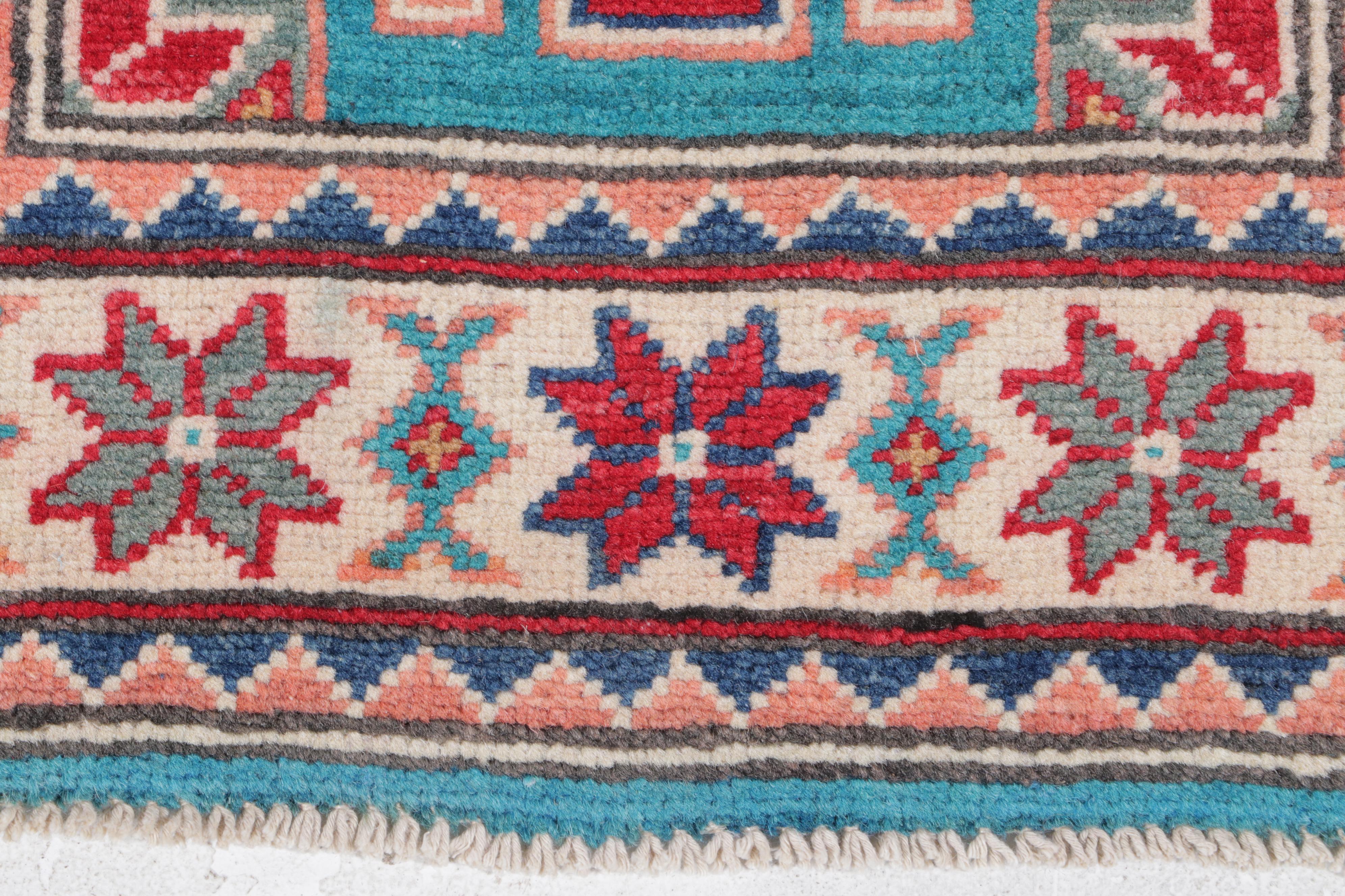 2'1 x 6'4 Hand-Knotted Pakistani Kazak Carpet Runner