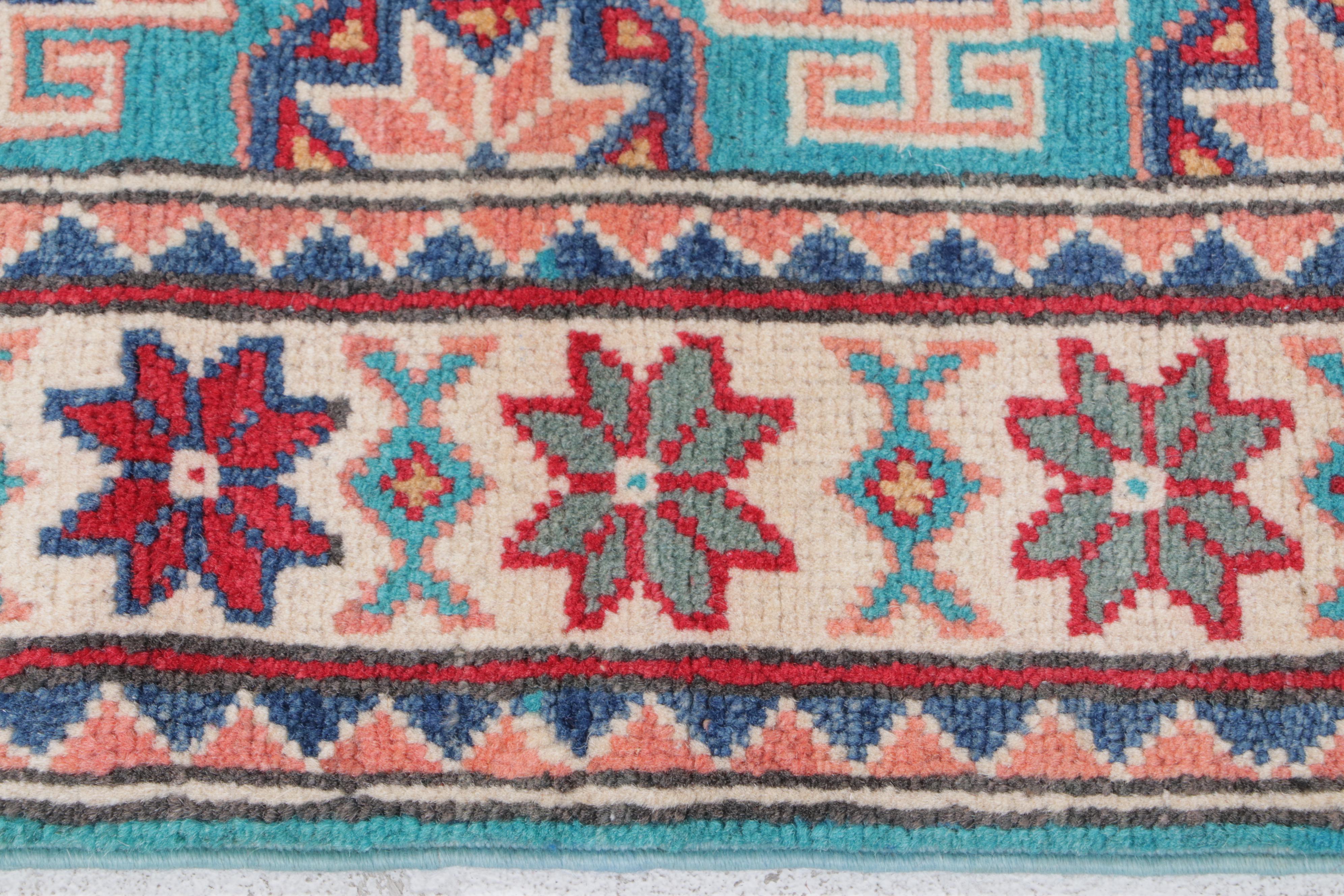 2'1 x 6'4 Hand-Knotted Pakistani Kazak Carpet Runner