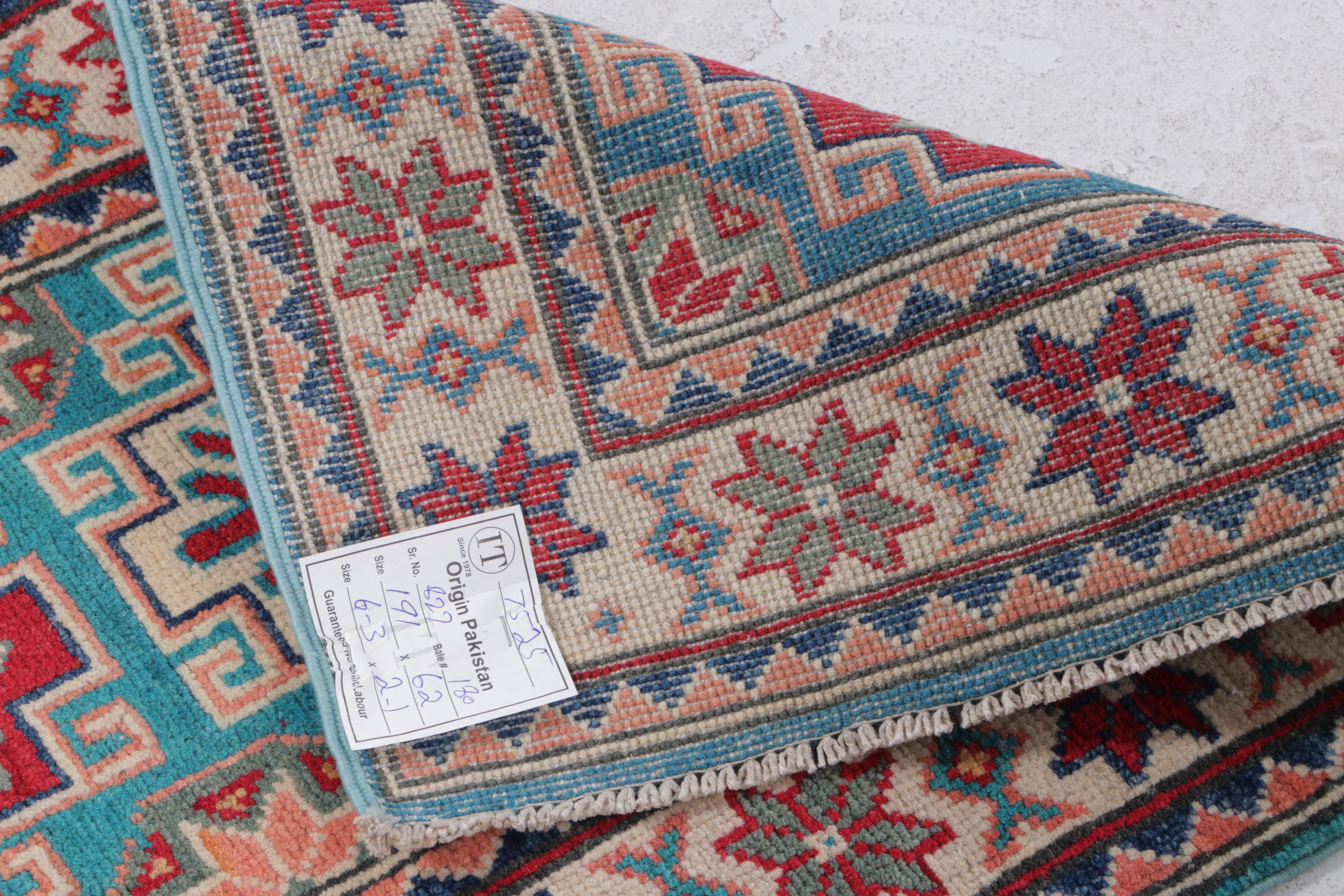 2'1 x 6'4 Hand-Knotted Pakistani Kazak Carpet Runner