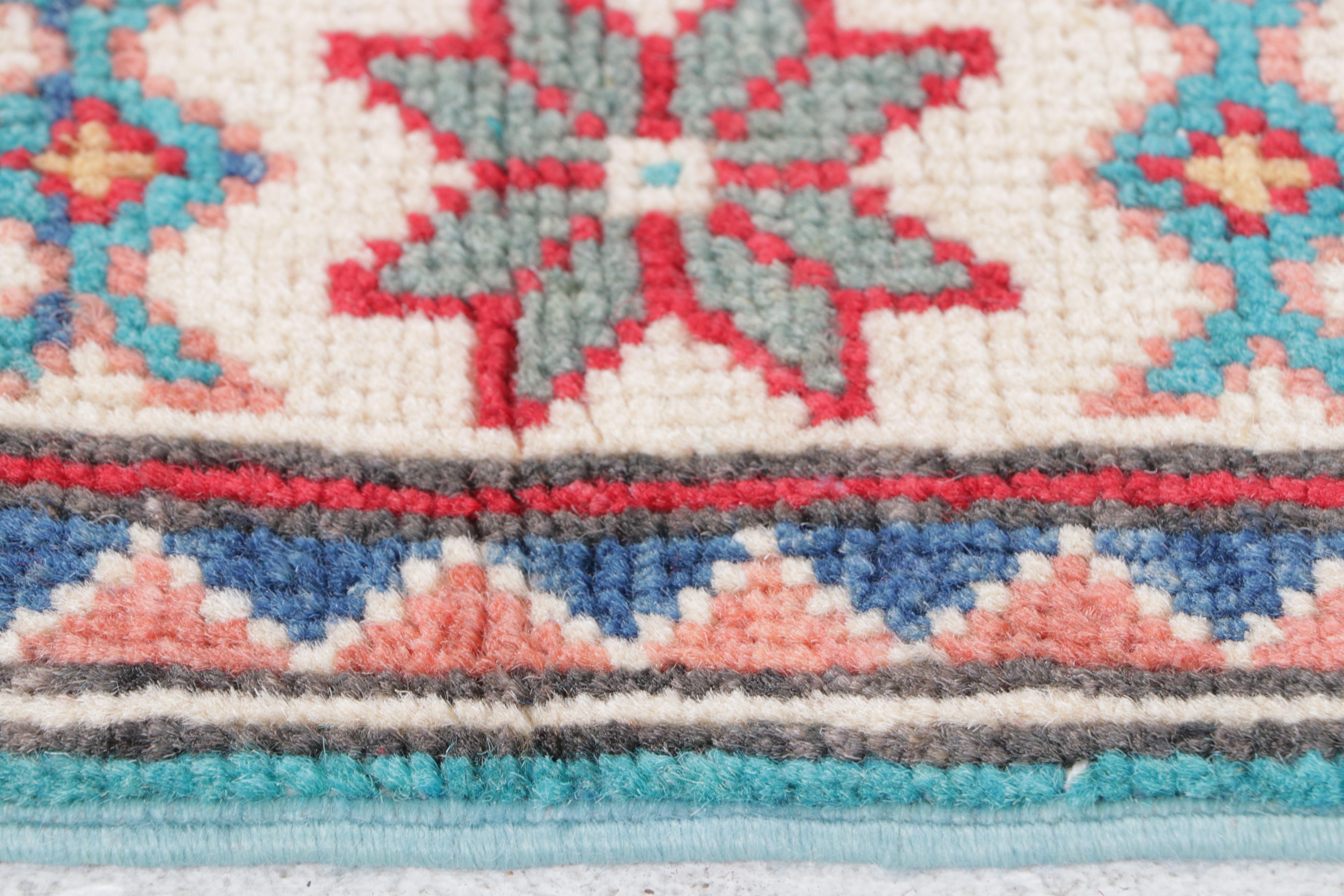 2'1 x 6'4 Hand-Knotted Pakistani Kazak Carpet Runner