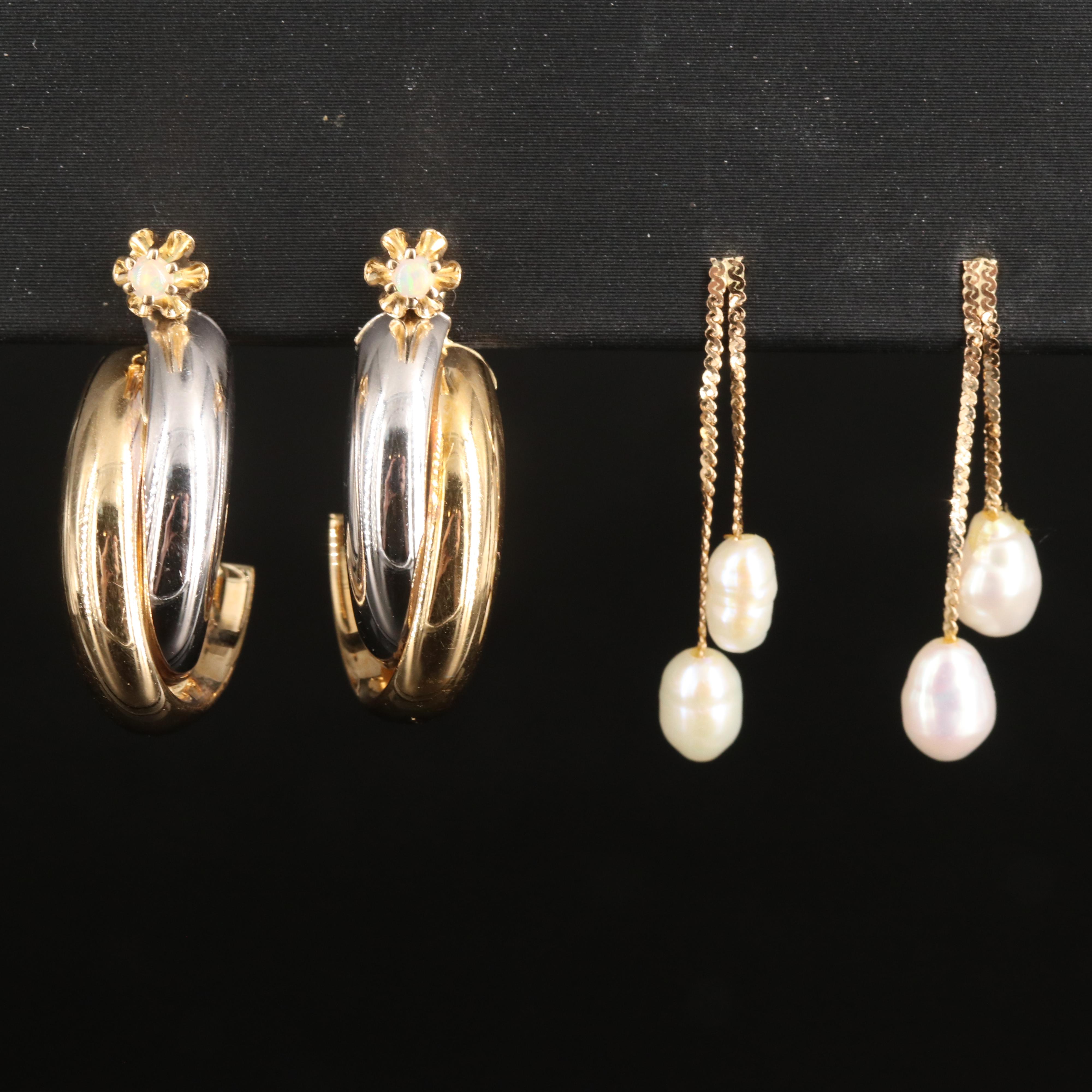14K Opal and Pearl Earrings and Jackets