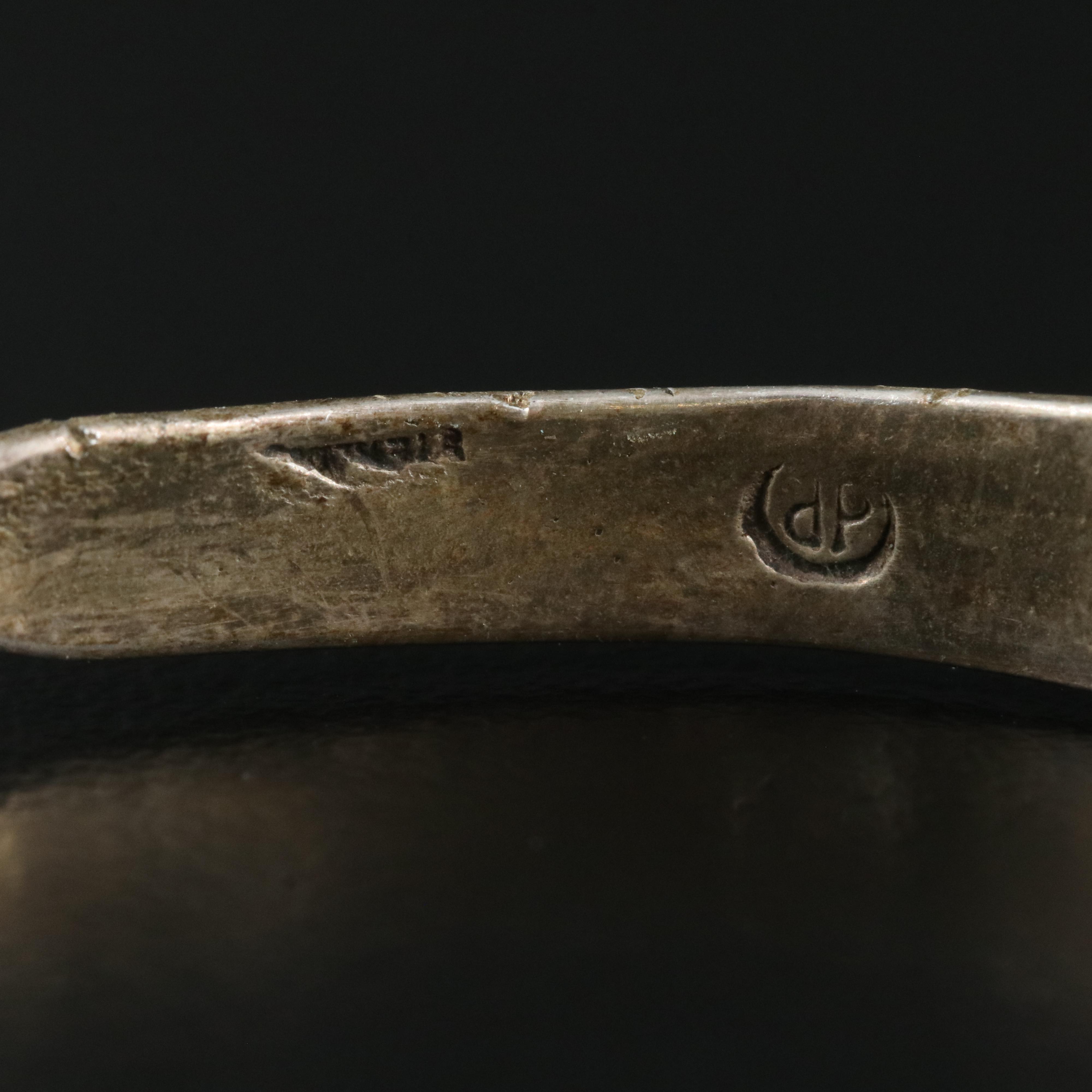 Sterling Malachite and Mother-of-Pearl Inlay Cuff