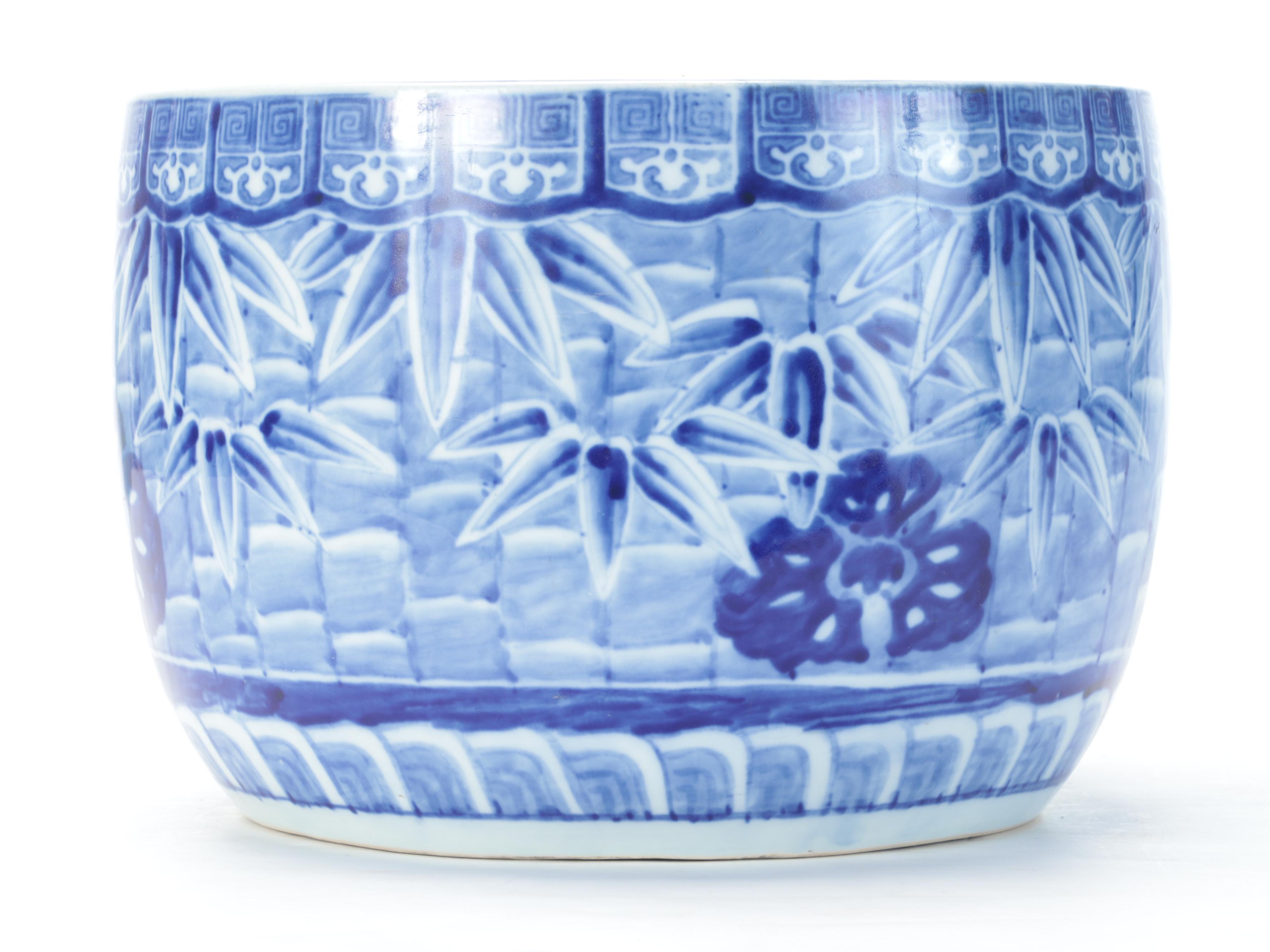 Chinese Blue and White Floral Ceramic Planter