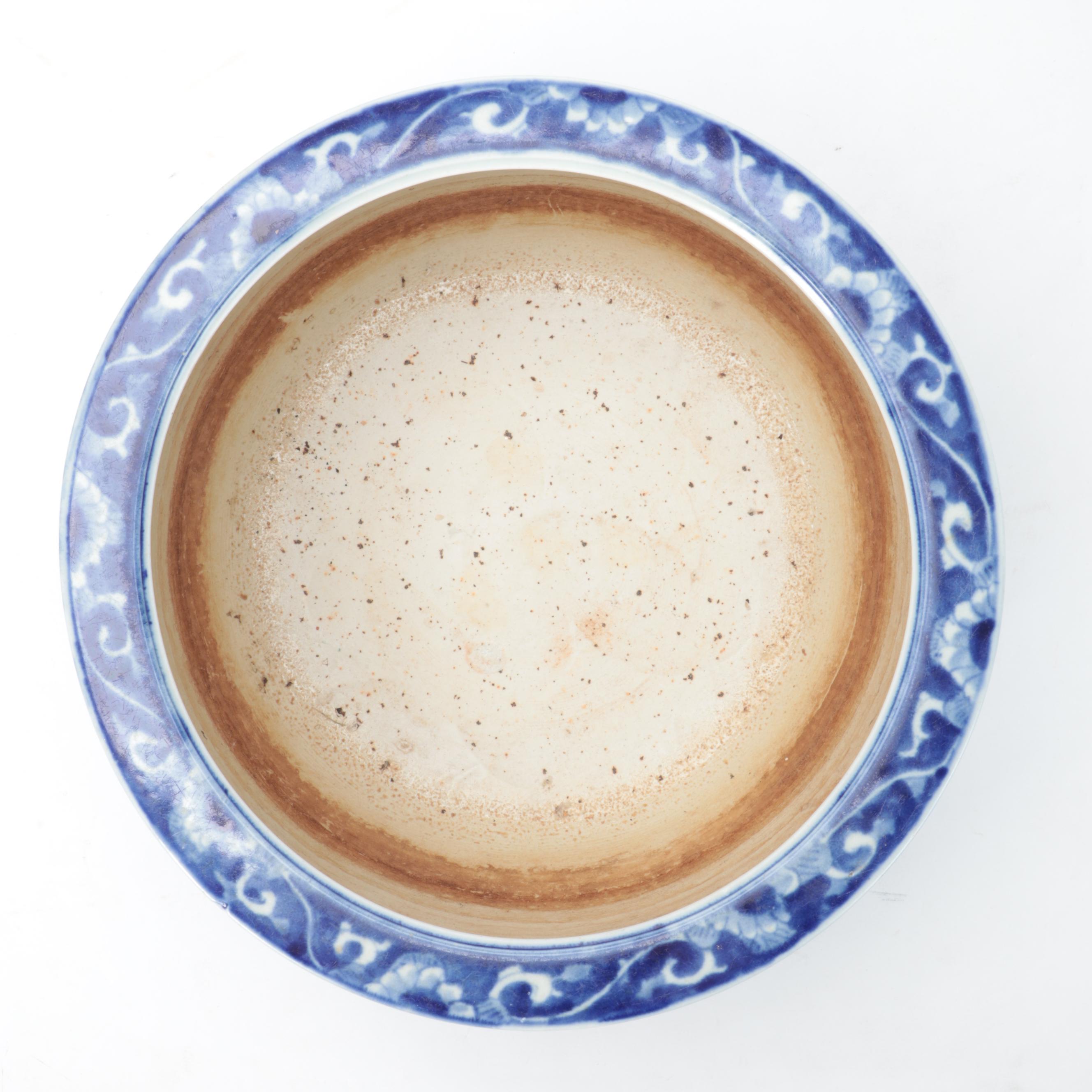 Chinese Blue and White Floral Ceramic Planter