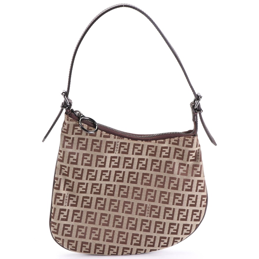 Fendi Shoulder Bag in Zucchino Canvas and Leather