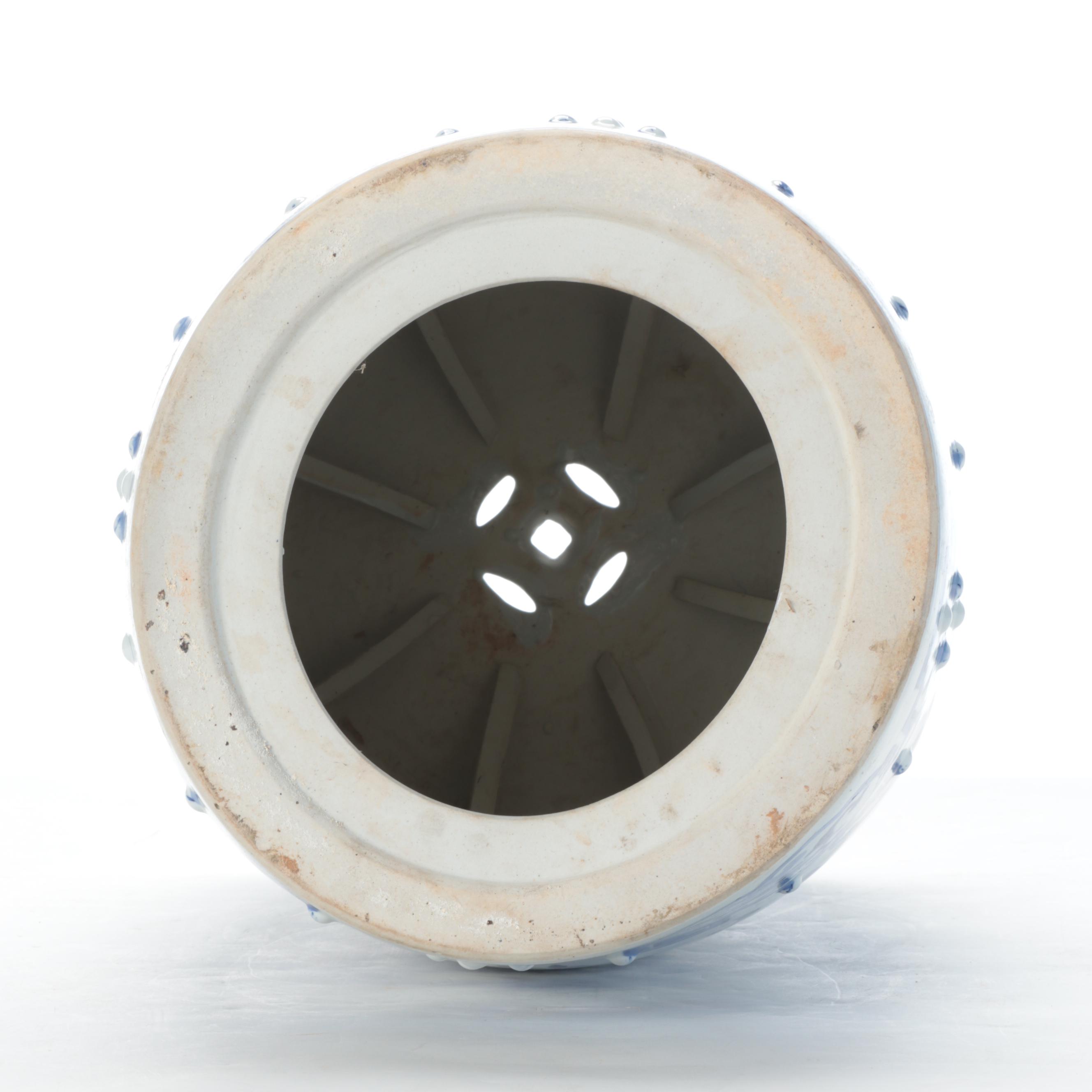 Chinese Blue and White Phoenix and Dragon Motif Porcelain Garden Stool