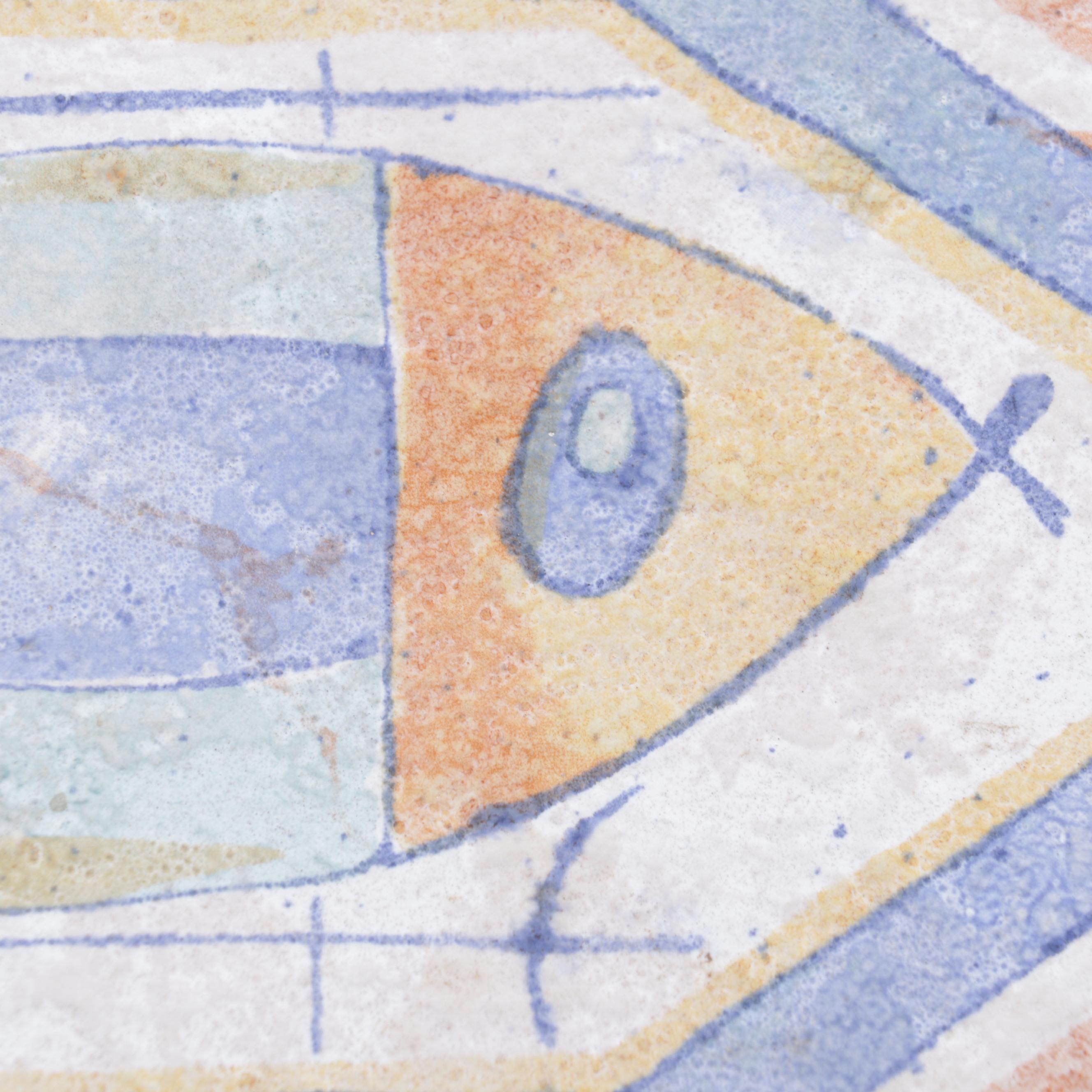 German Polychrome Faïence Tiles With Fish, Turtle and Bird