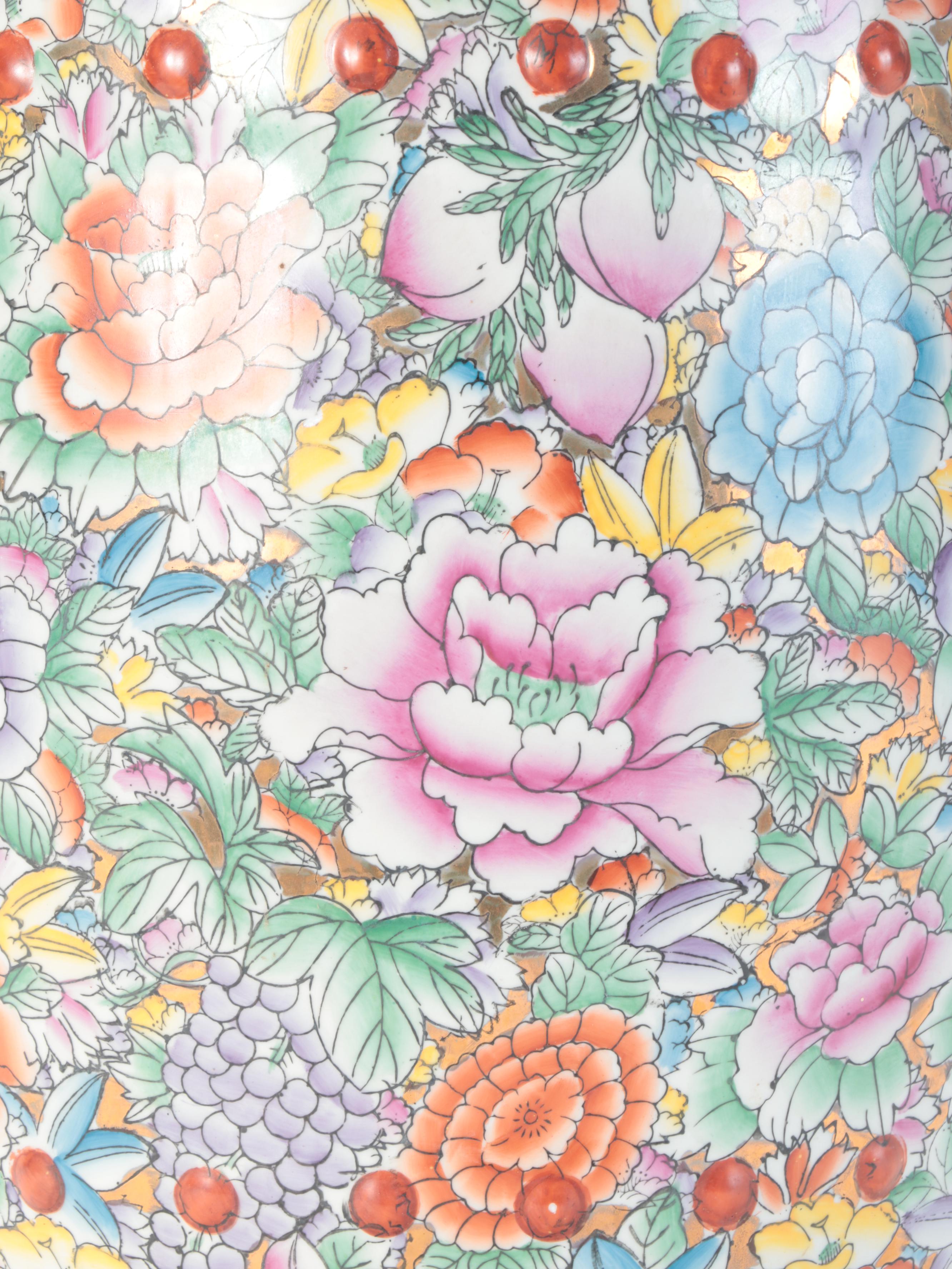 Chinese Thousand Flowers Motif Porcelain Garden Stool