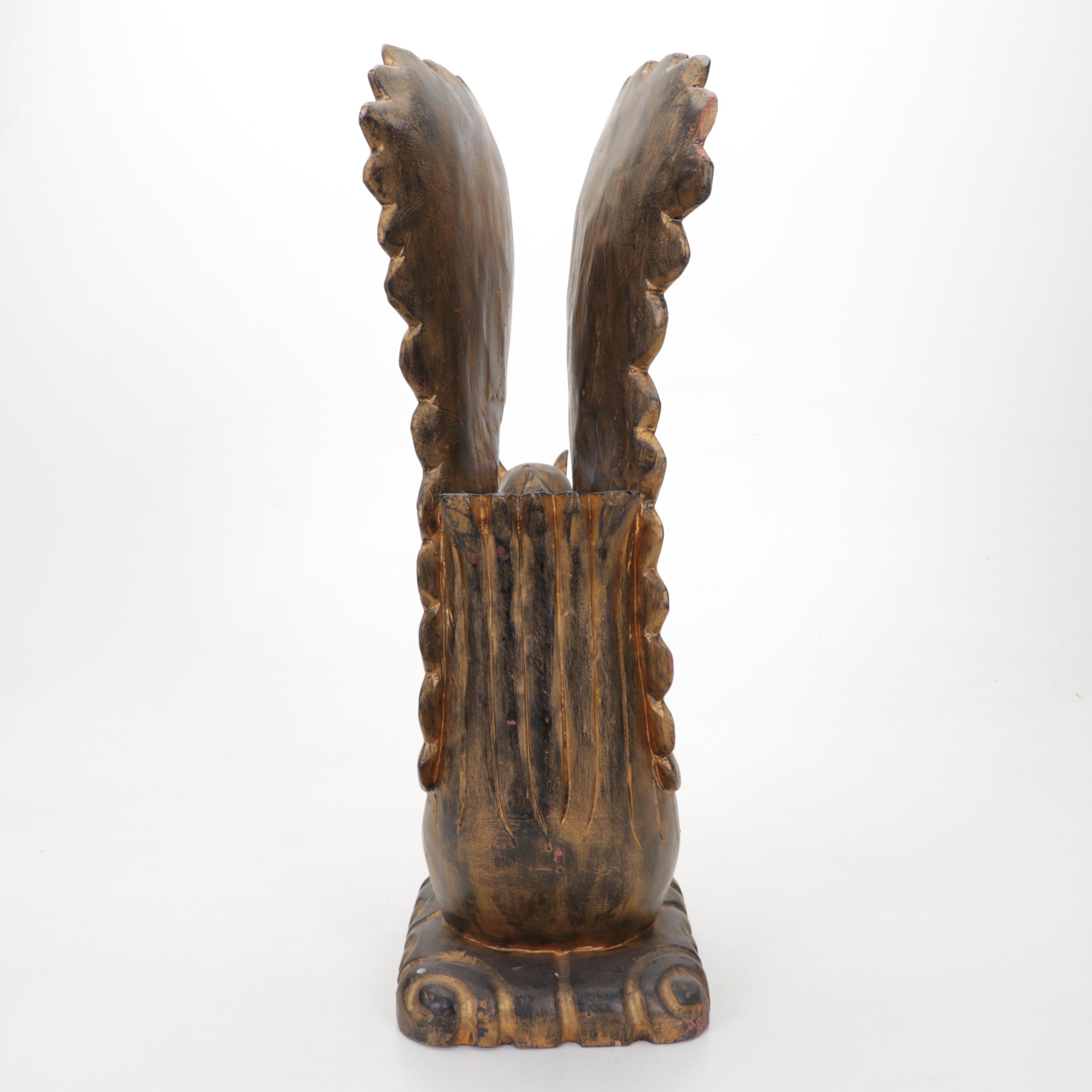 Carved and Hand-Painted Wooden Swan Sculpture