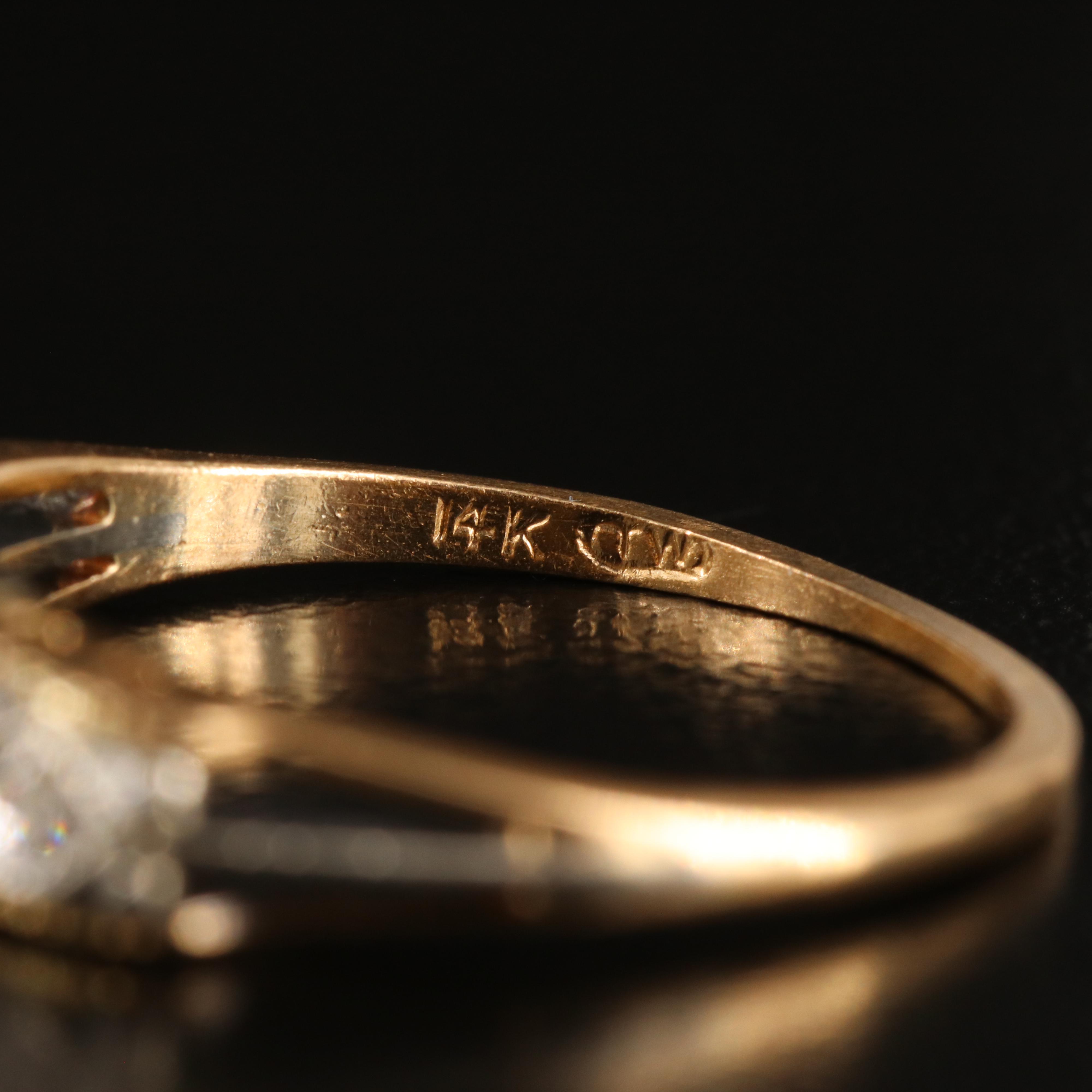 Vintage 14K 0.06 CTW Diamond Ring Set