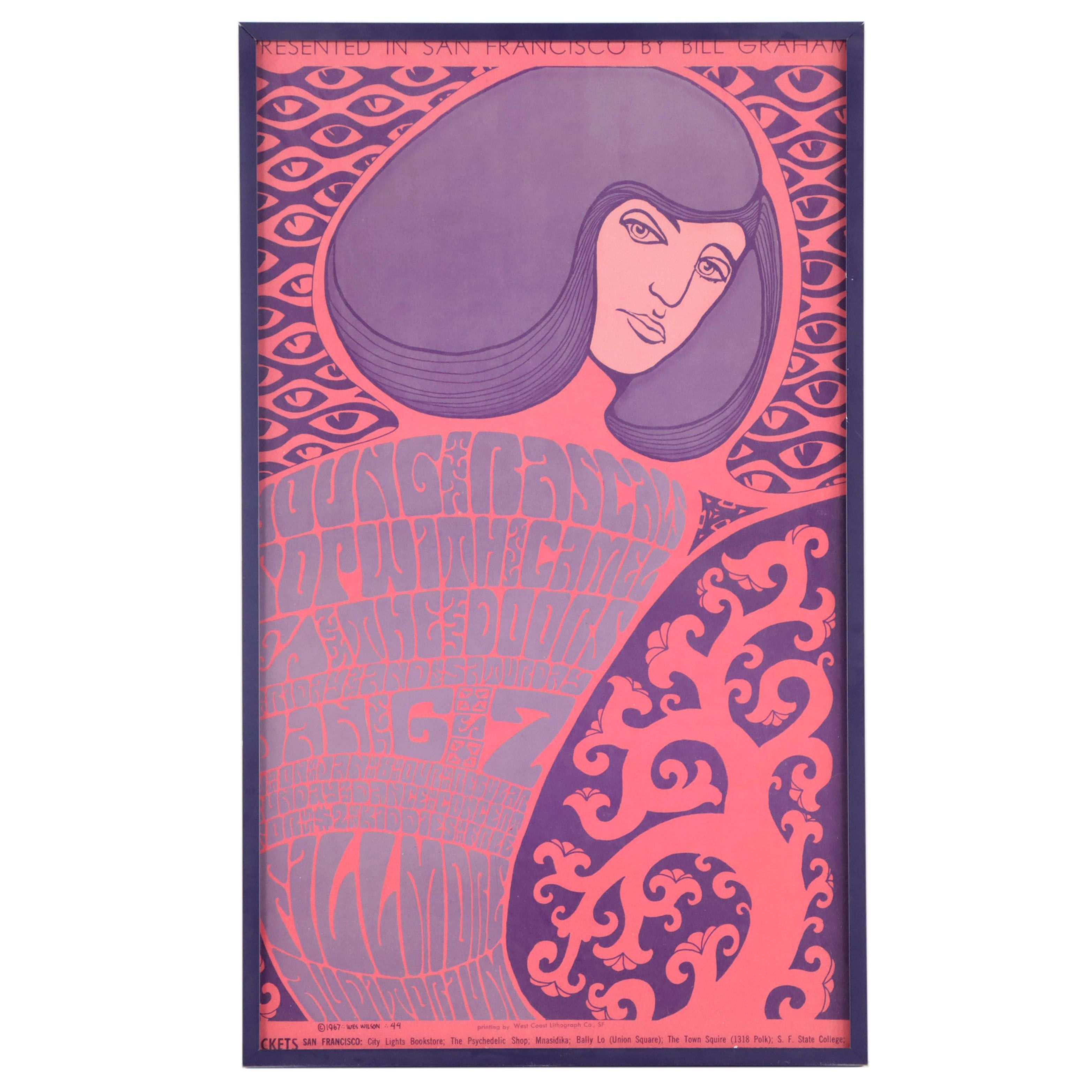 Color Lithograph Concert Poster After Wes Wilson