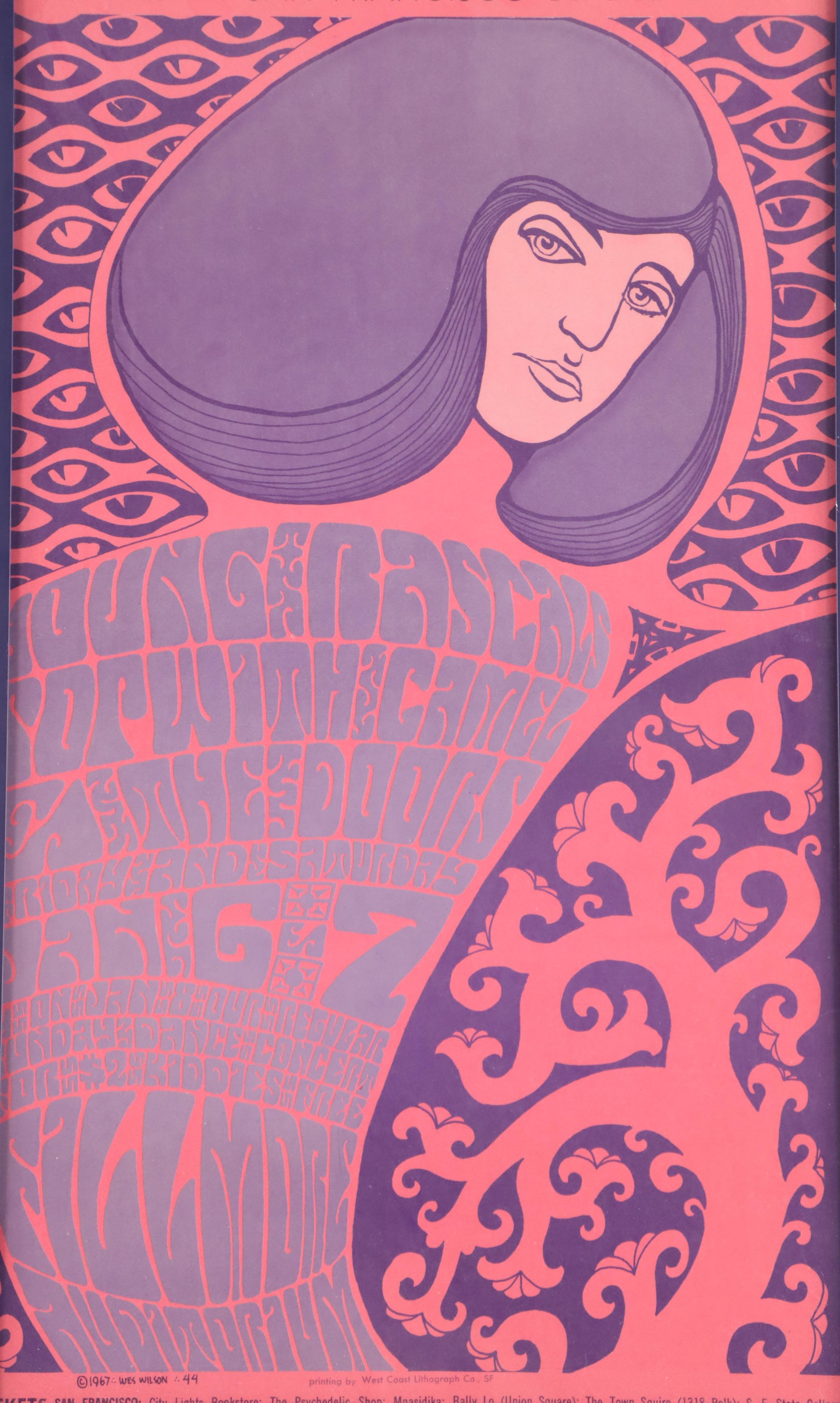 Color Lithograph Concert Poster After Wes Wilson