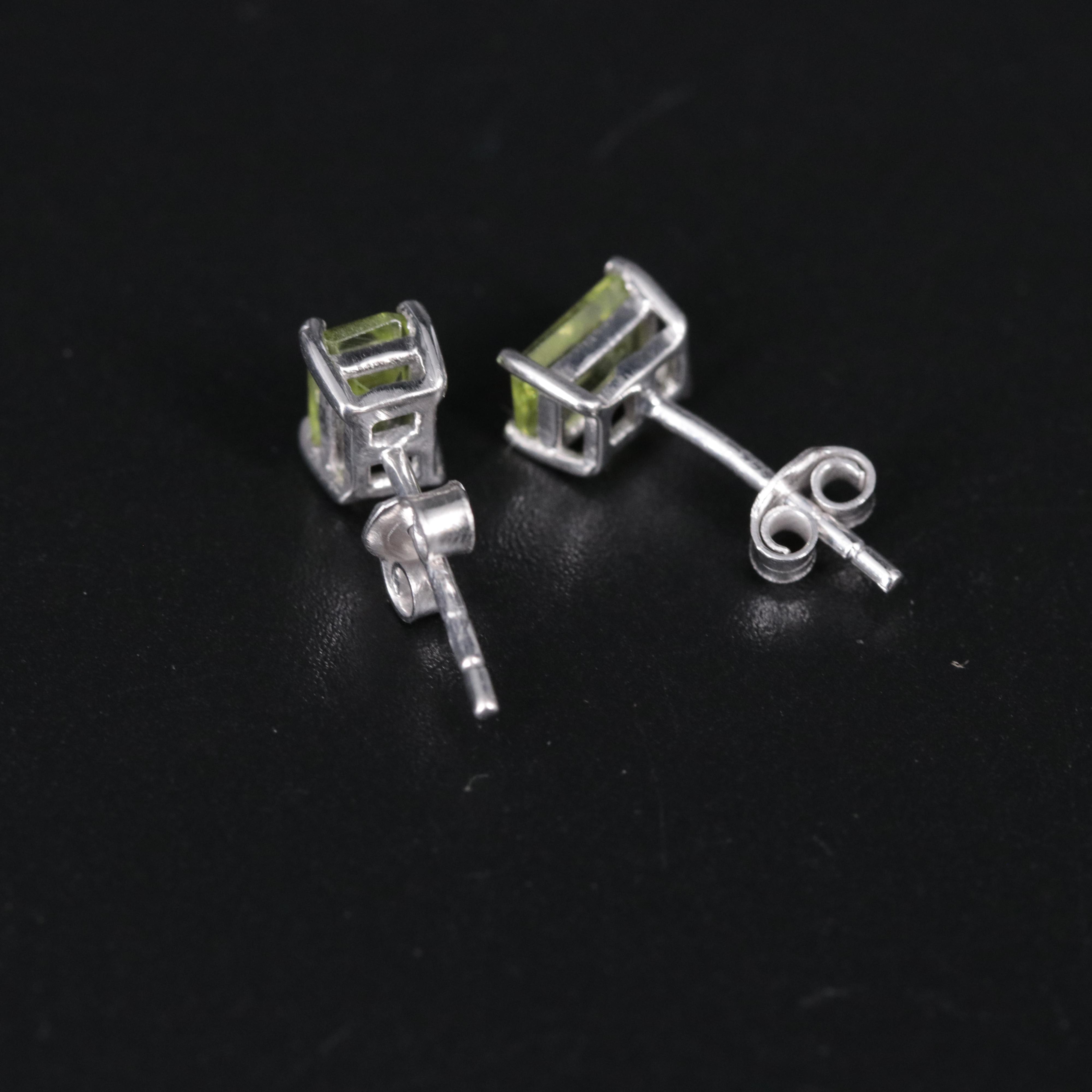 Sterling Silver Peridot Stud Earrings