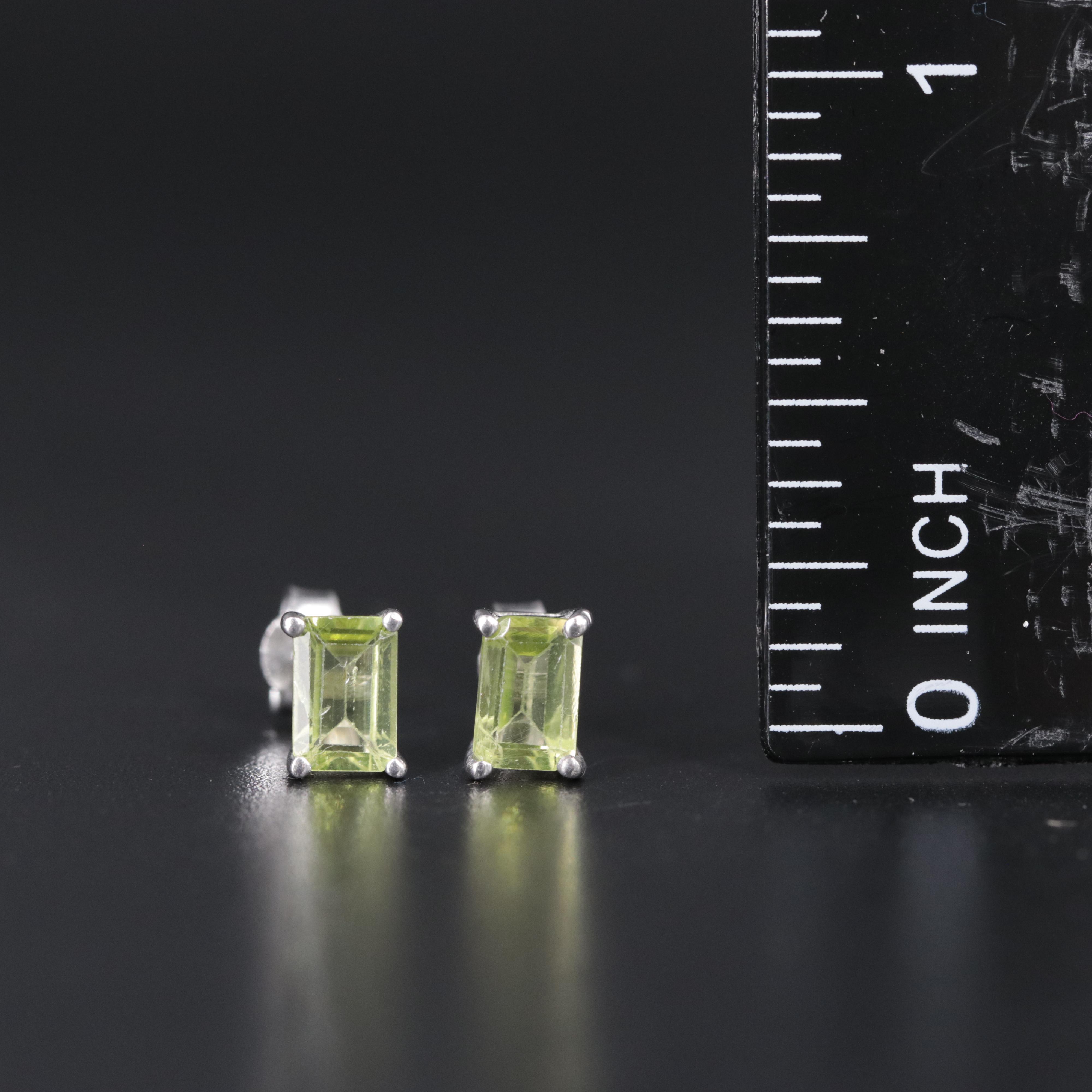 Sterling Silver Peridot Stud Earrings