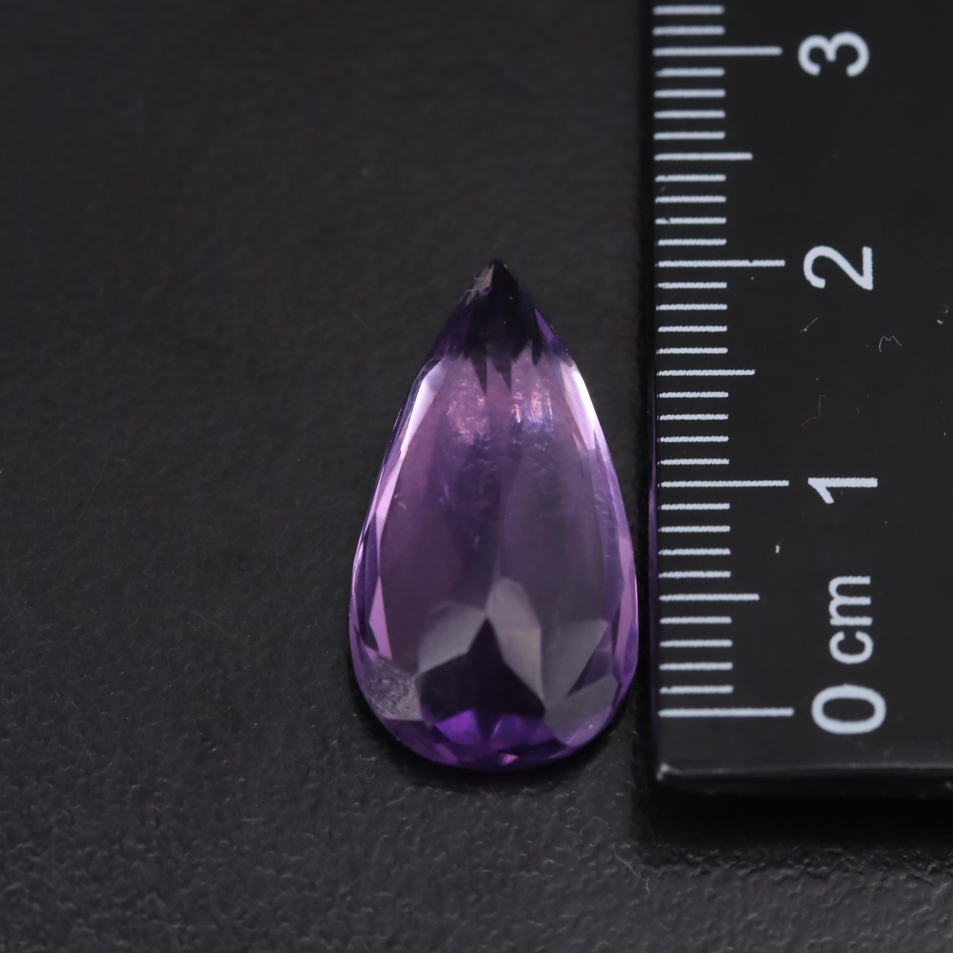 Loose 10.59 CT Pear Faceted Amethyst