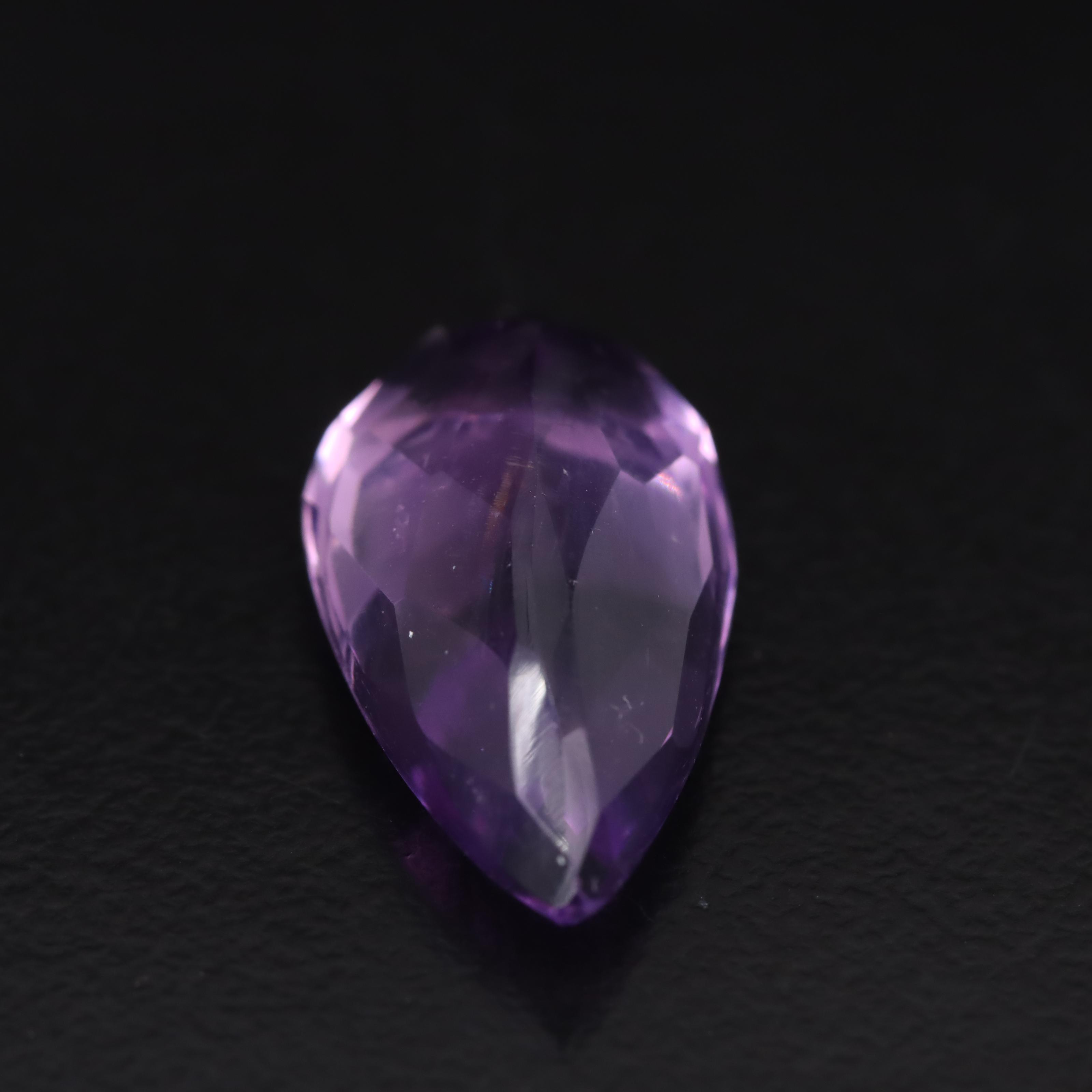 Loose 10.59 CT Pear Faceted Amethyst