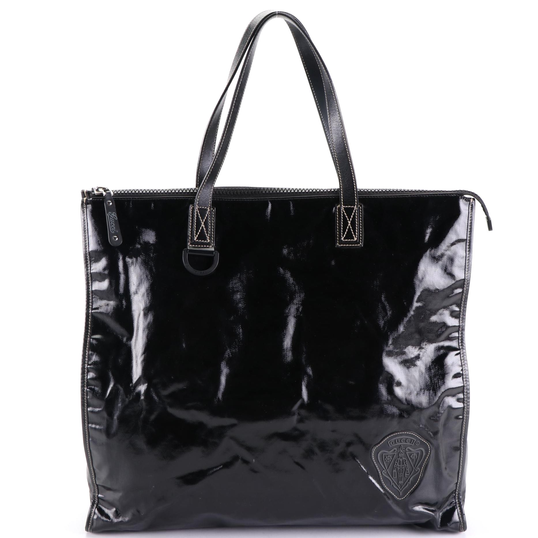 Gucci Hysteria Zip Top Tote in High Shine and Leather