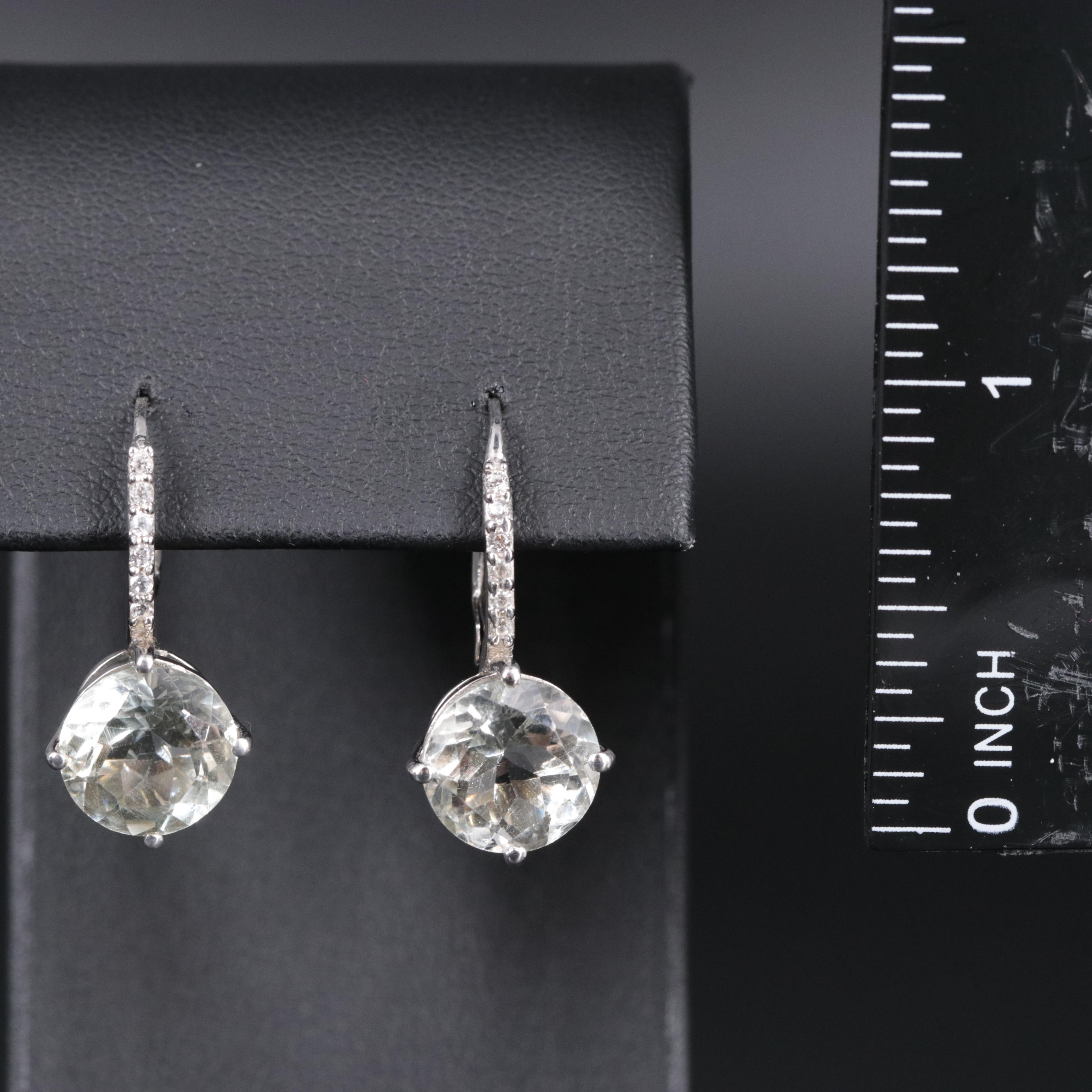 Sterling Silver Amethyst and Cubic Zirconia Earrings