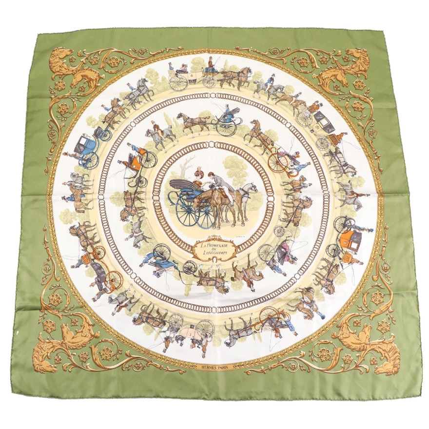 Hermès "La Promenade de Longchamps" Scarf 90 in Silk Twill