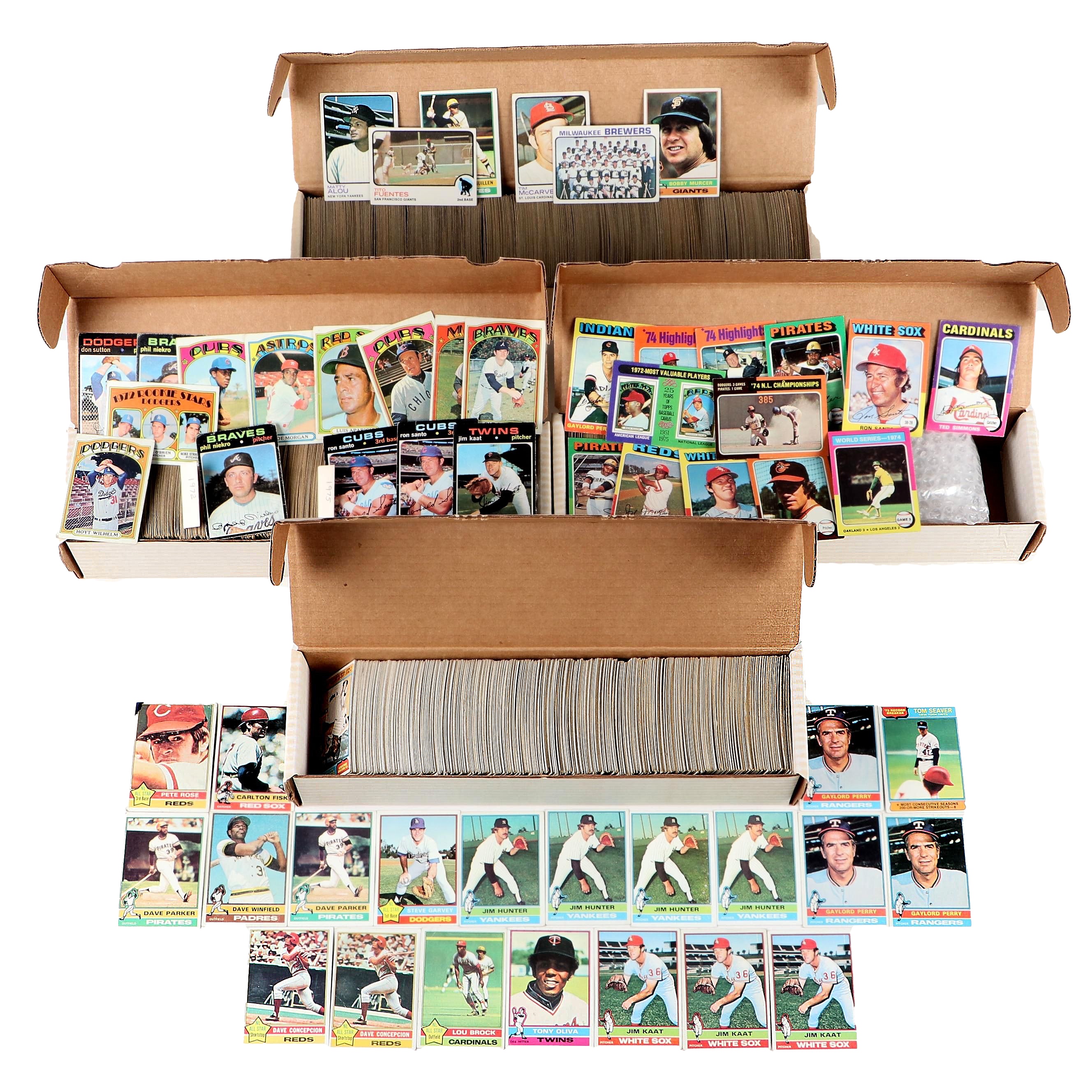Topps Baseball Cards with Rose, Niekro, Jenkins, Santo and More, 1970s