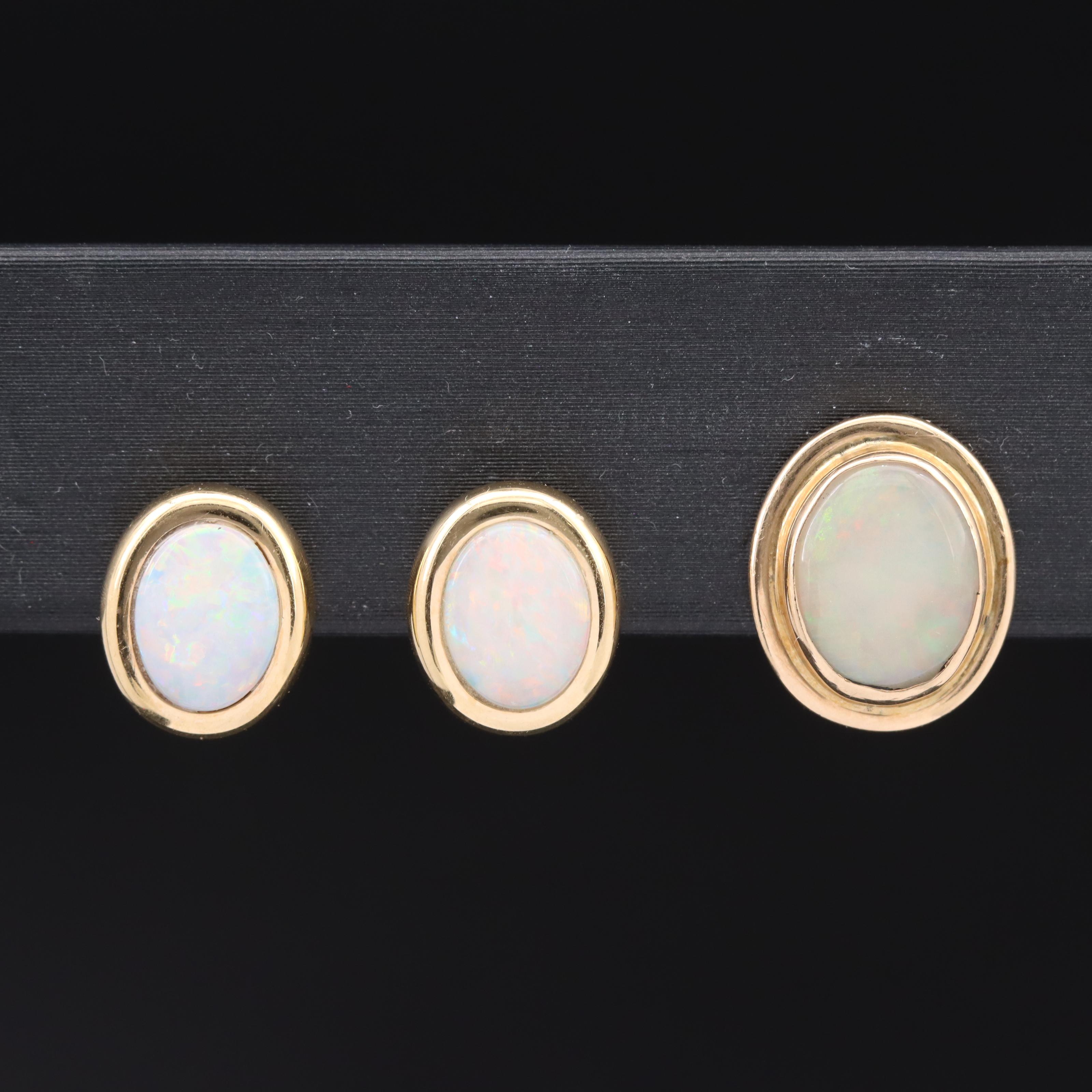 14K Opal Tie Tack and Earrings