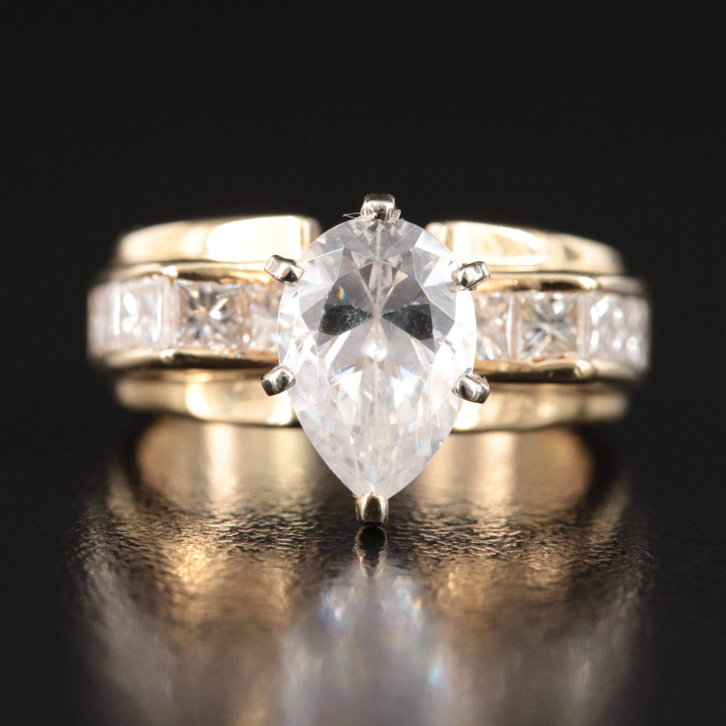 14K 1.20 CTW Diamond Semi Mount Ring with Cubic Zirconia Center