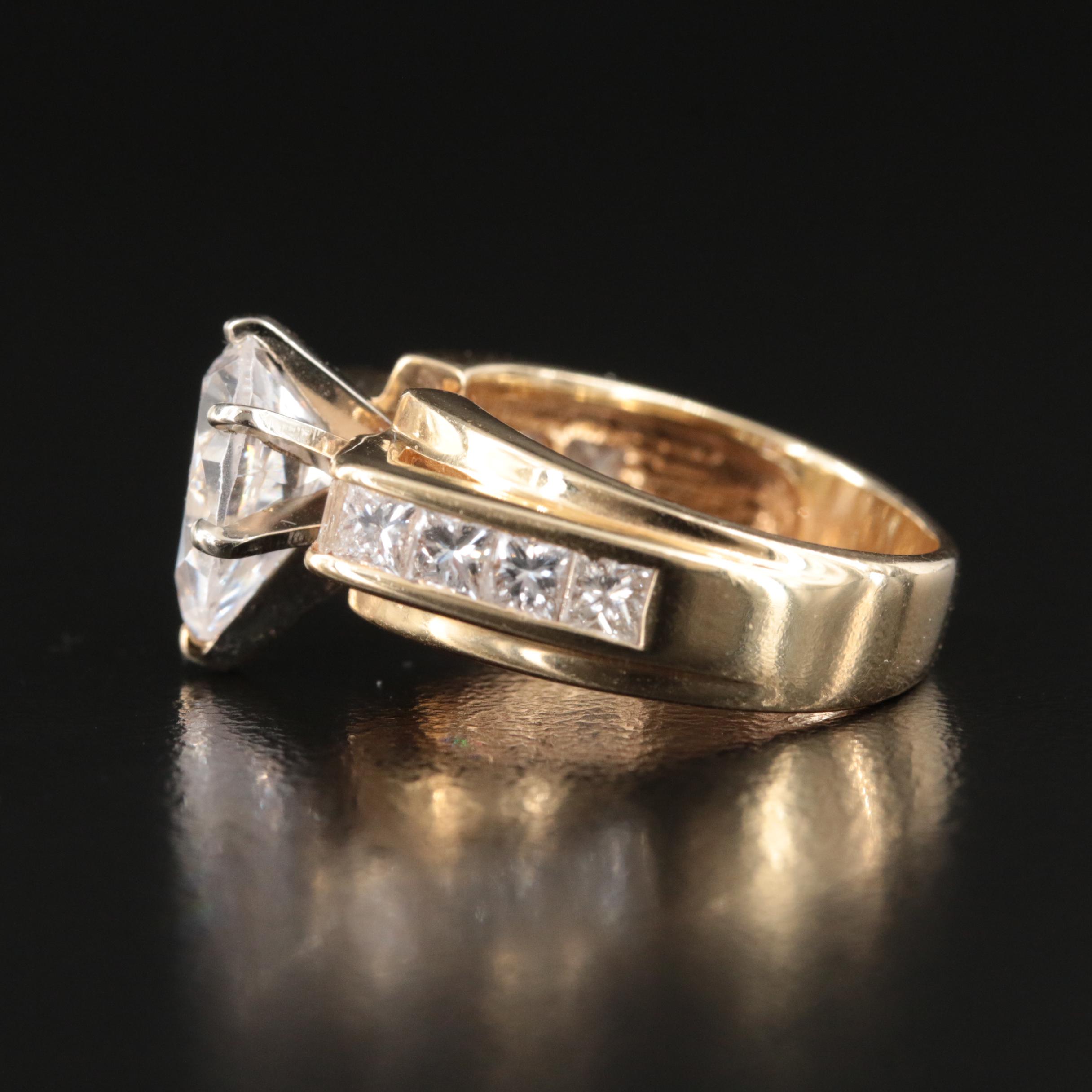 14K 1.20 CTW Diamond Semi Mount Ring with Cubic Zirconia Center