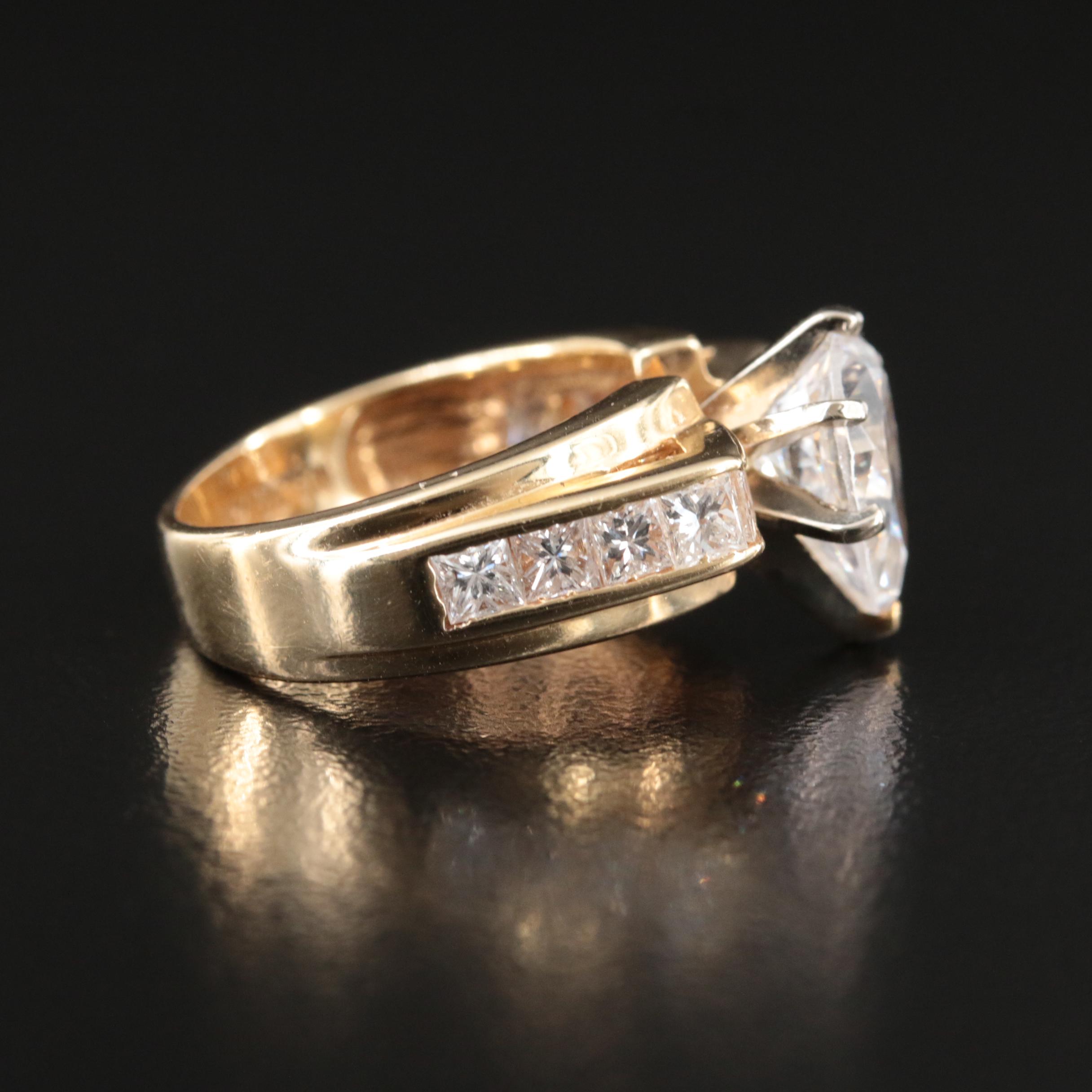 14K 1.20 CTW Diamond Semi Mount Ring with Cubic Zirconia Center