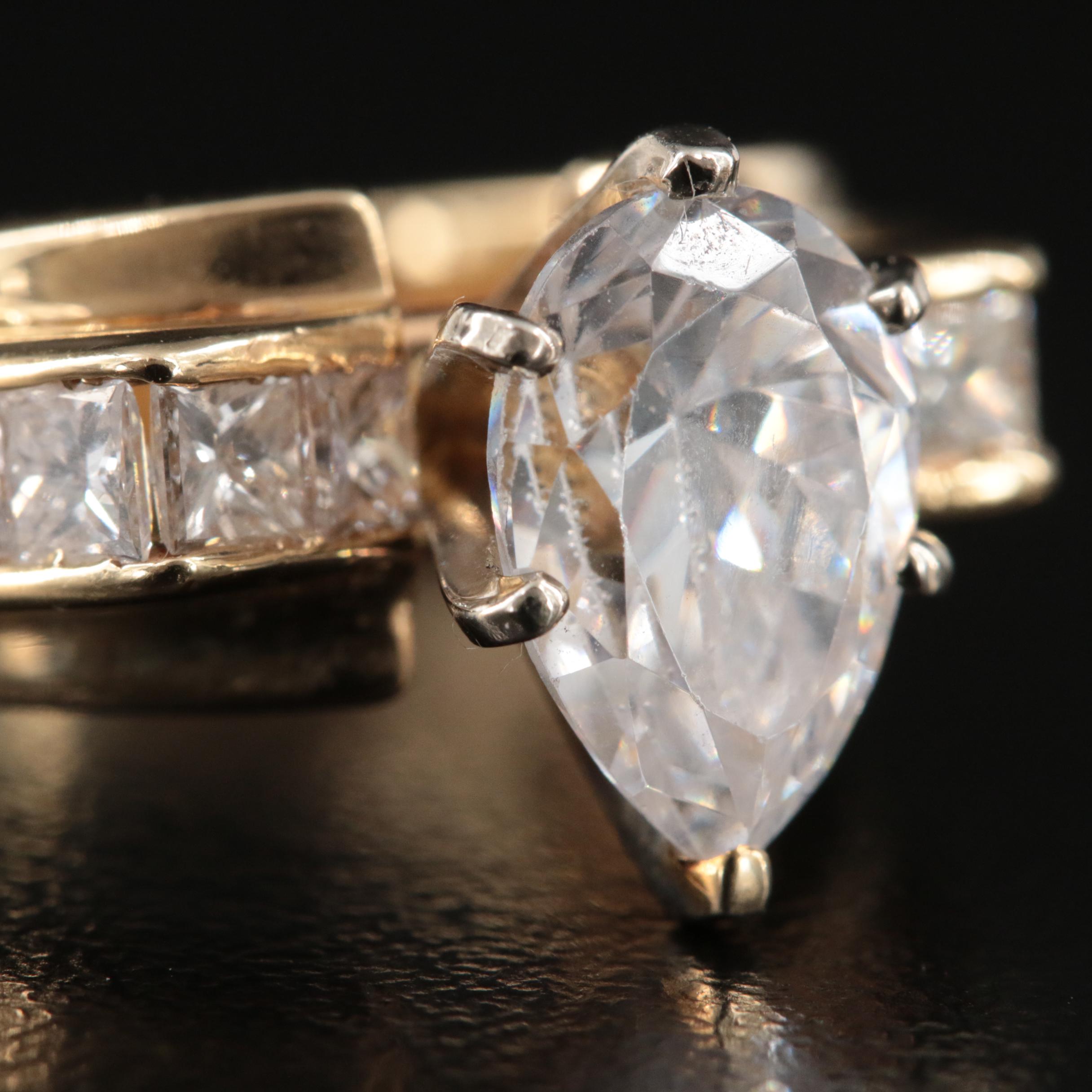 14K 1.20 CTW Diamond Semi Mount Ring with Cubic Zirconia Center