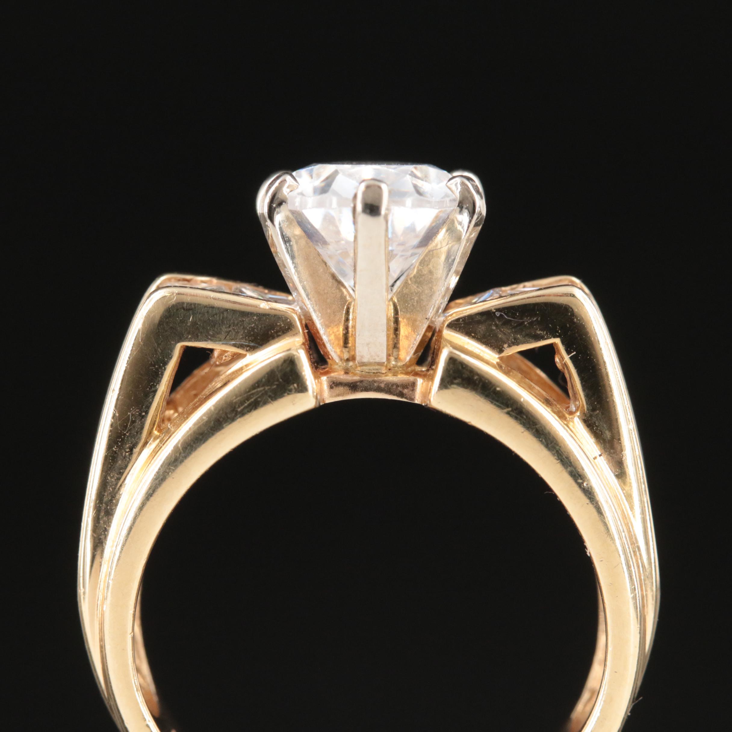 14K 1.20 CTW Diamond Semi Mount Ring with Cubic Zirconia Center