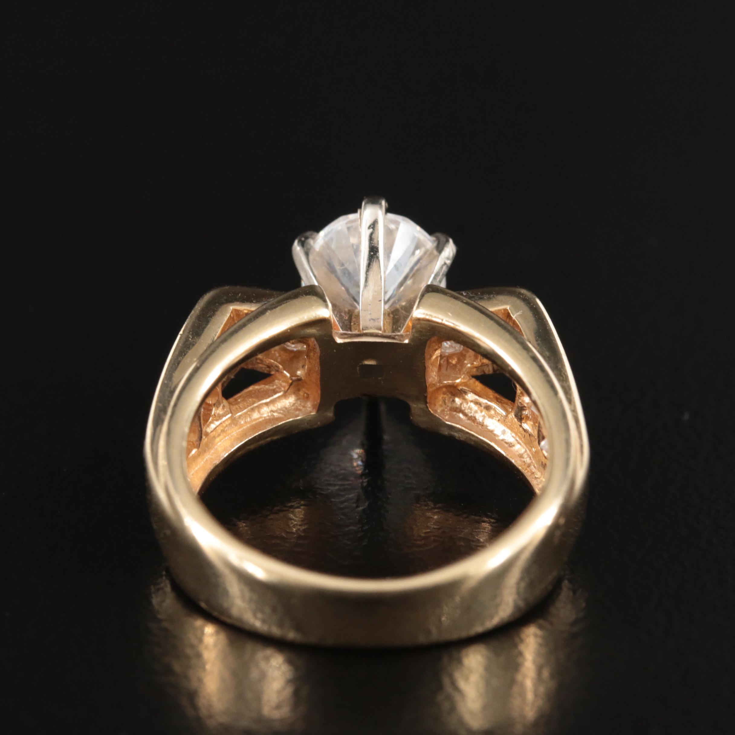 14K 1.20 CTW Diamond Semi Mount Ring with Cubic Zirconia Center