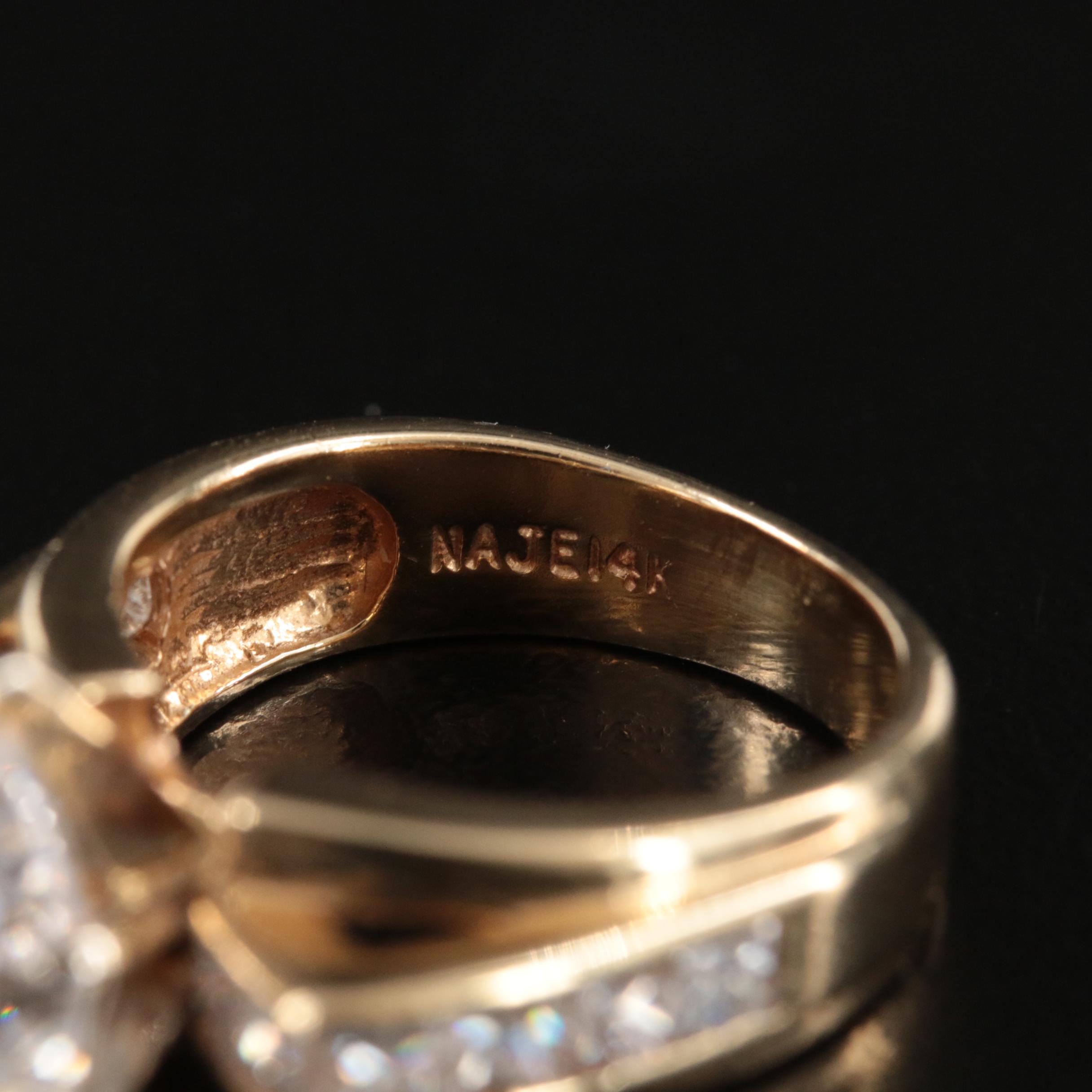 14K 1.20 CTW Diamond Semi Mount Ring with Cubic Zirconia Center