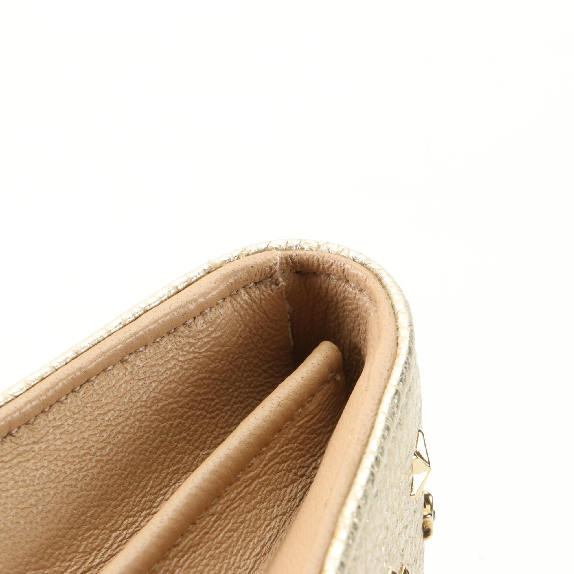 Jimmy Choo Vera Star/Crystal Wallet in Washed Metallic Deerskin with Box