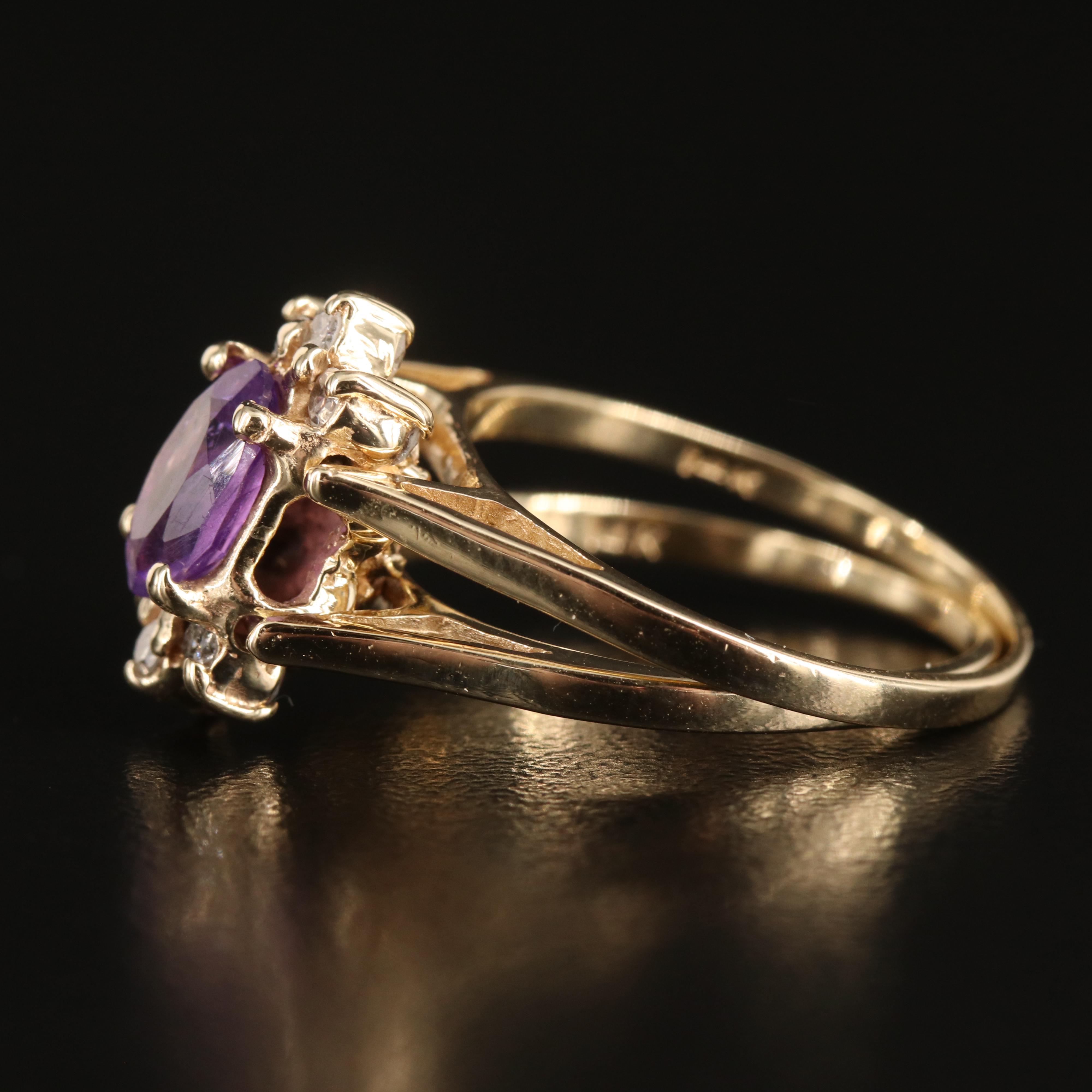 14K Amethyst and Diamond Reversible Ring