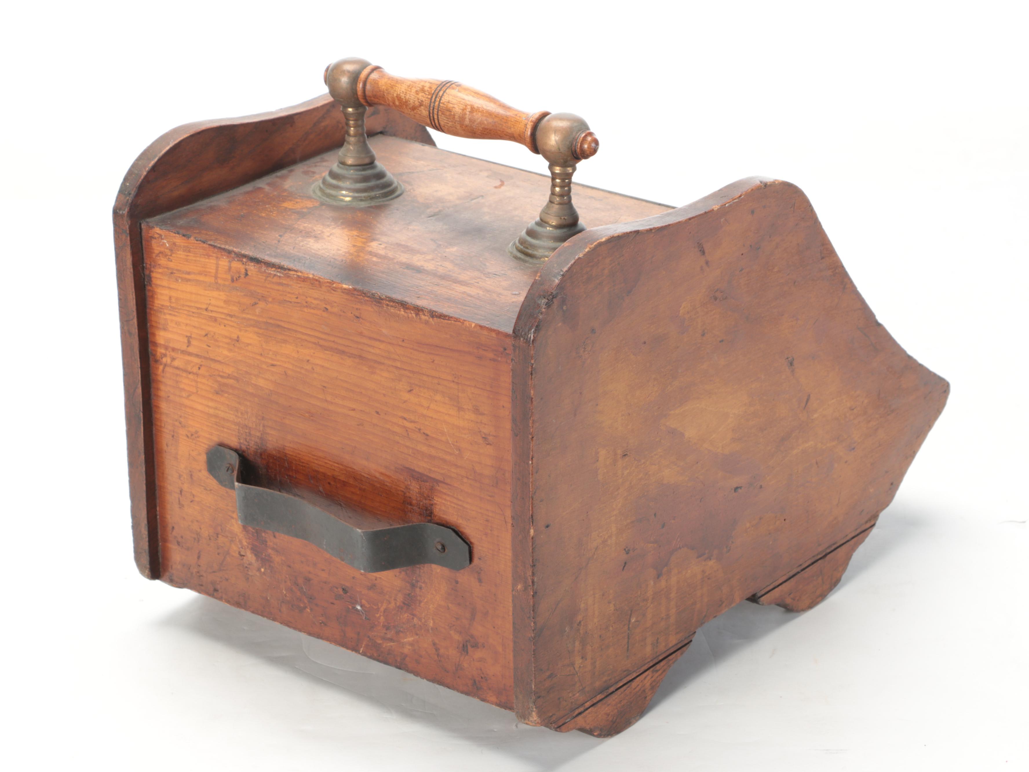 English Oak Wood Coal Scuttle, Early 20th Century