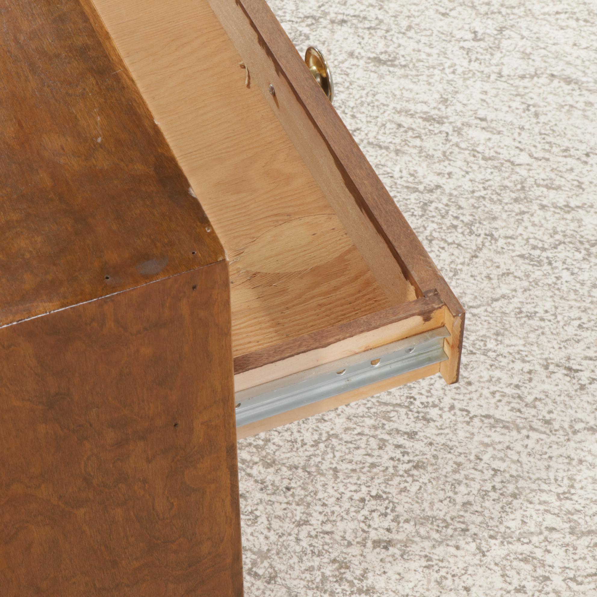 Mid Century Modern Style Walnut Stained Two-Drawer Nightstand