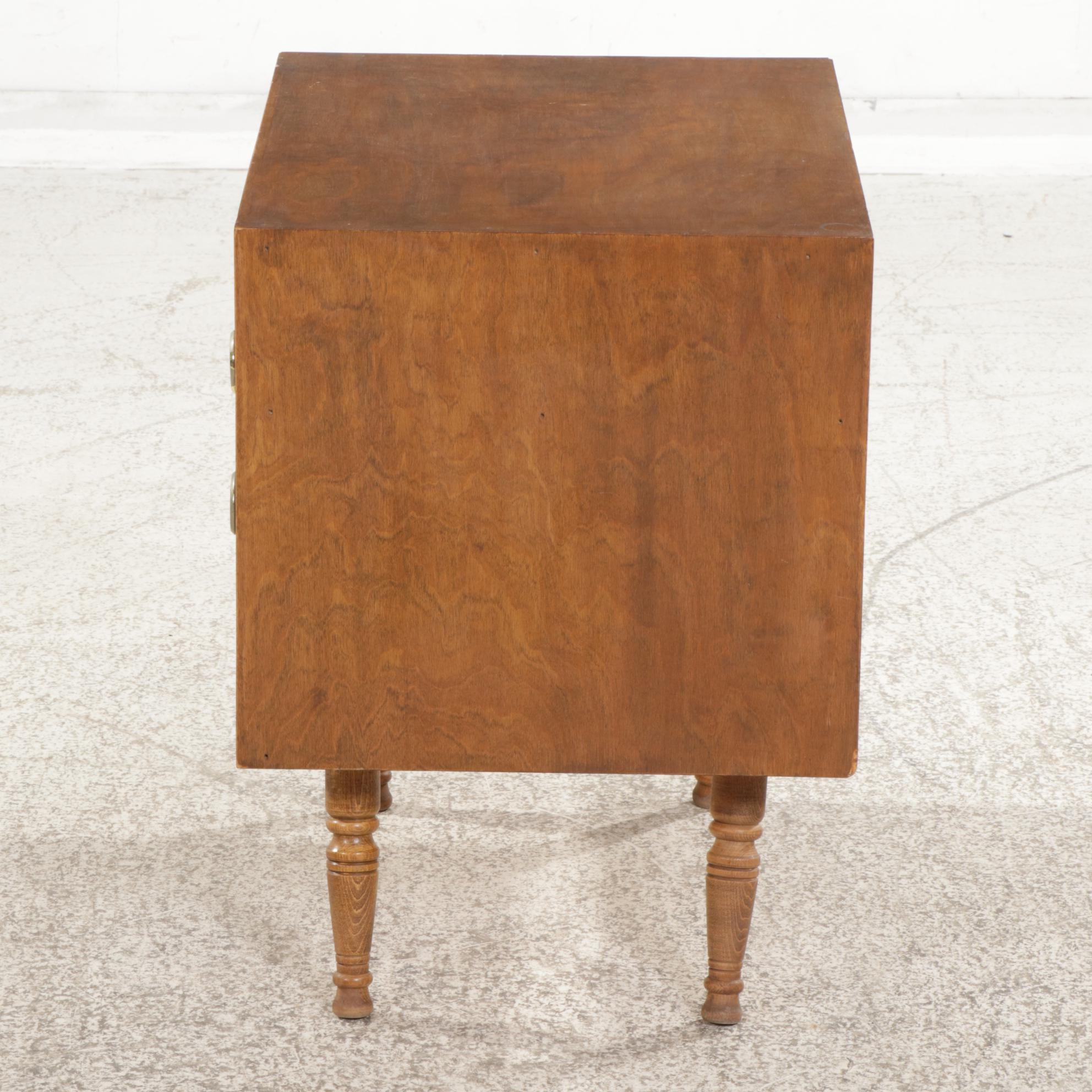 Mid Century Modern Style Walnut Stained Two-Drawer Nightstand
