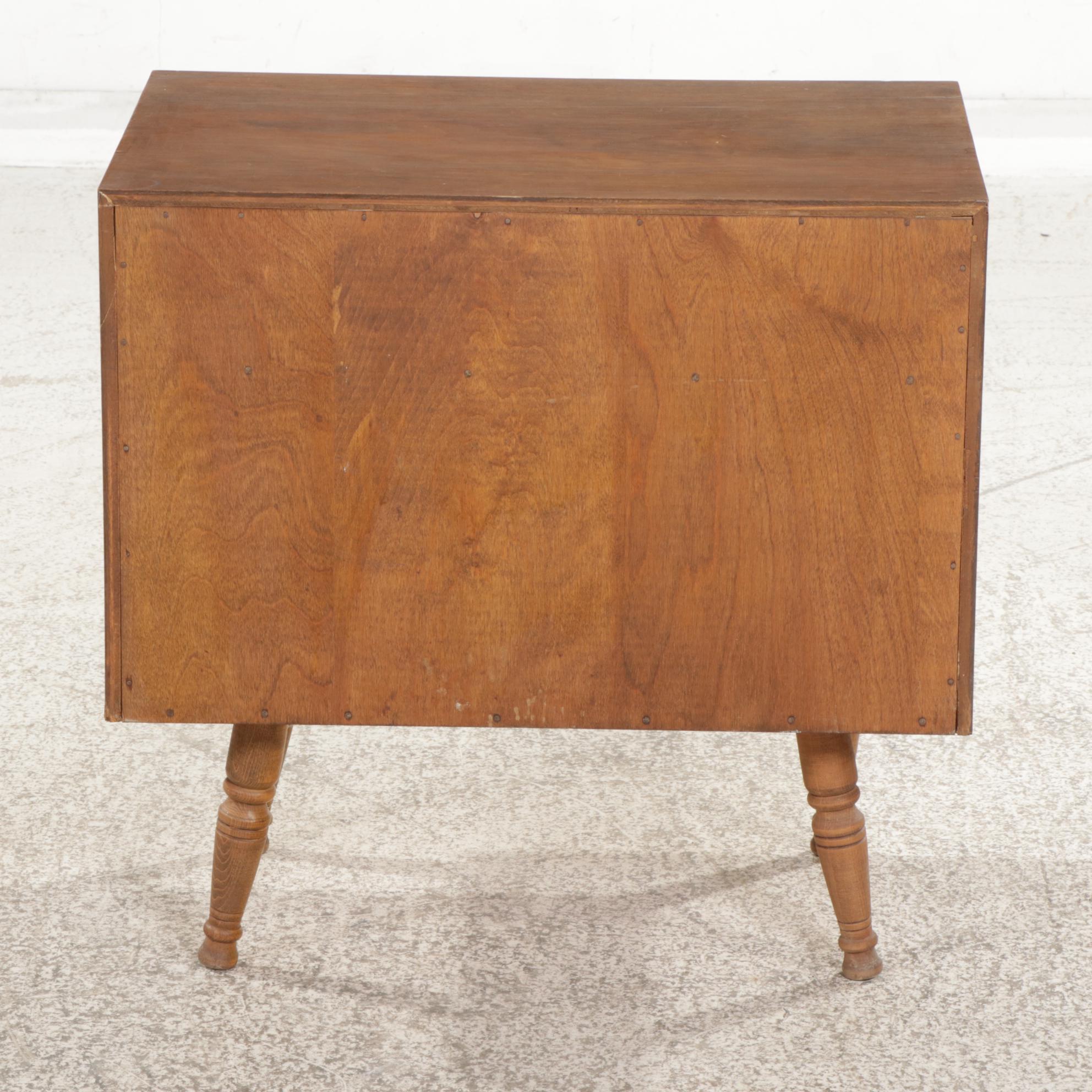 Mid Century Modern Style Walnut Stained Two-Drawer Nightstand